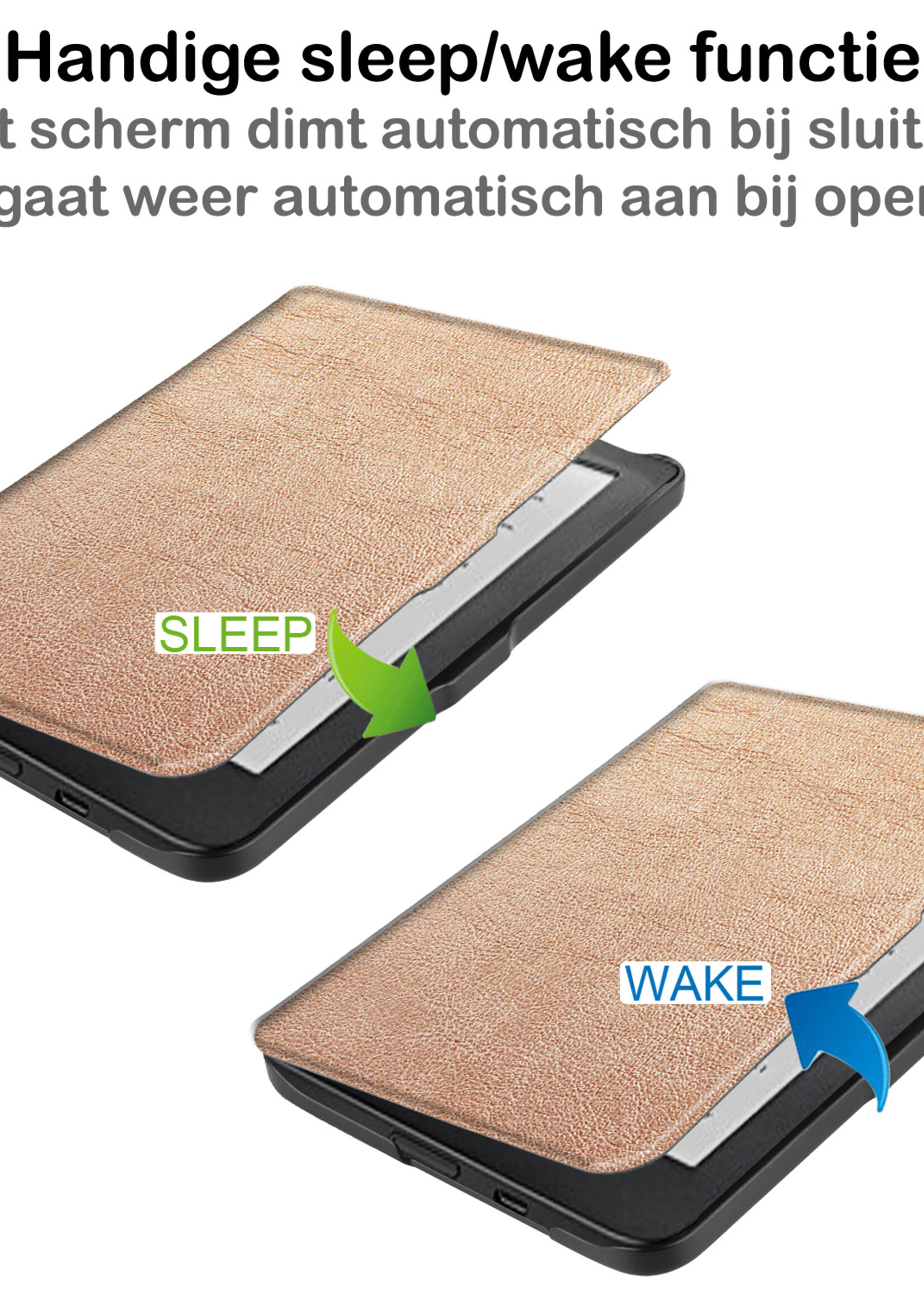 BTH Hoesje Geschikt voor Kobo Clara HD Hoesje Luxe Bescherm Case Met Screenprotector - Hoes Geschikt voor Kobo Clara HD Hoes Book Cover - Rosé Goud