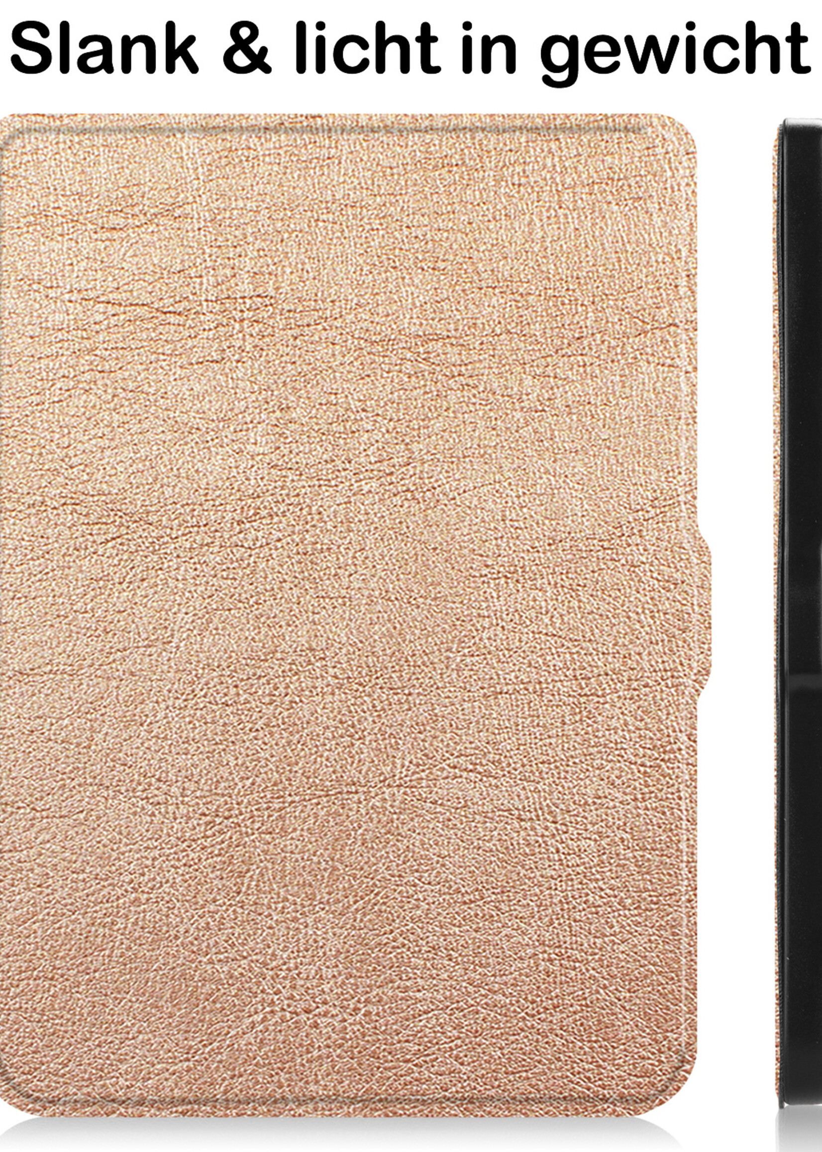 BTH Hoesje Geschikt voor Kobo Clara HD Hoesje Luxe Bescherm Case Met Screenprotector - Hoes Geschikt voor Kobo Clara HD Hoes Book Cover - Rosé Goud