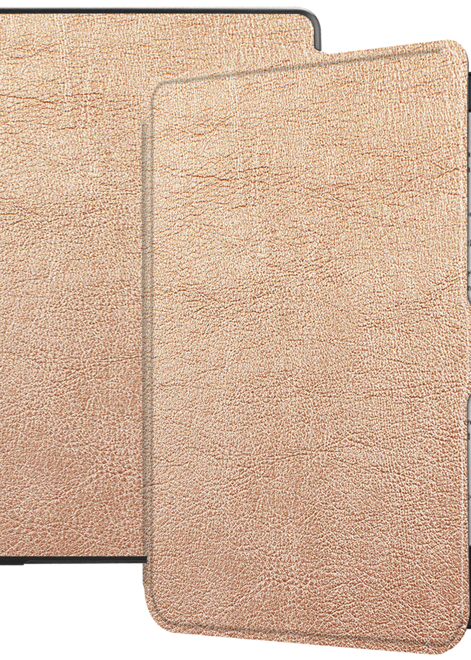 BTH Hoesje Geschikt voor Kobo Clara HD Hoesje Luxe Bescherm Case Met Screenprotector - Hoes Geschikt voor Kobo Clara HD Hoes Book Cover - Rosé Goud