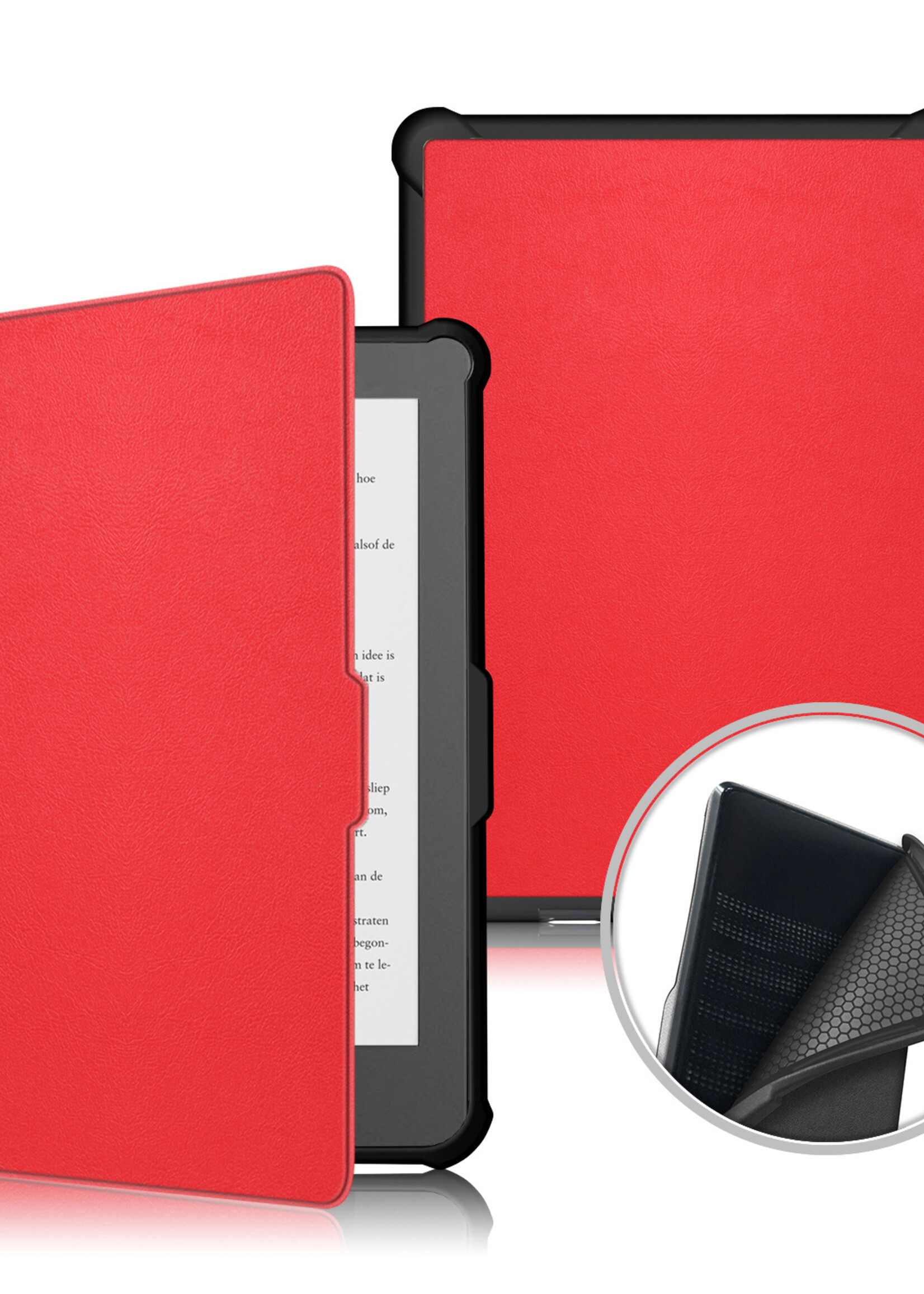 BTH Hoesje Geschikt voor Kobo Clara HD Hoesje Luxe Bescherm Case Met Screenprotector - Hoes Geschikt voor Kobo Clara HD Hoes Book Cover - Rood