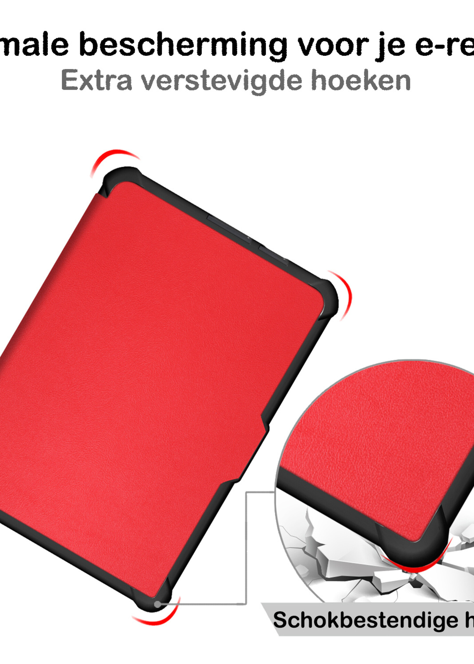 BTH Hoesje Geschikt voor Kobo Clara HD Hoesje Luxe Bescherm Case Met Screenprotector - Hoes Geschikt voor Kobo Clara HD Hoes Book Cover - Rood