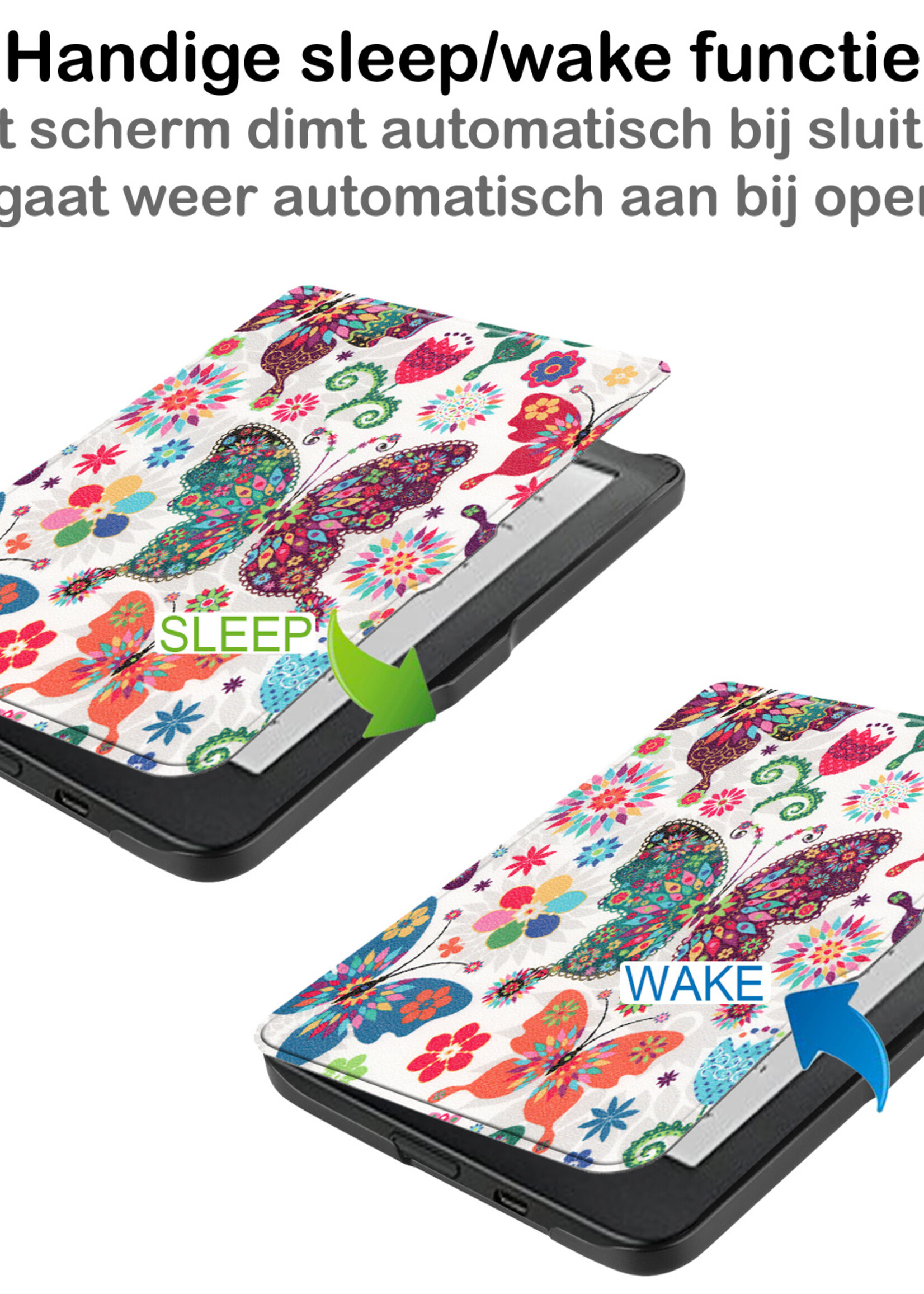 BTH Hoesje Geschikt voor Kobo Clara HD Hoesje Luxe Bescherm Case Met Screenprotector - Hoes Geschikt voor Kobo Clara HD Hoes Book Cover - Vlinders