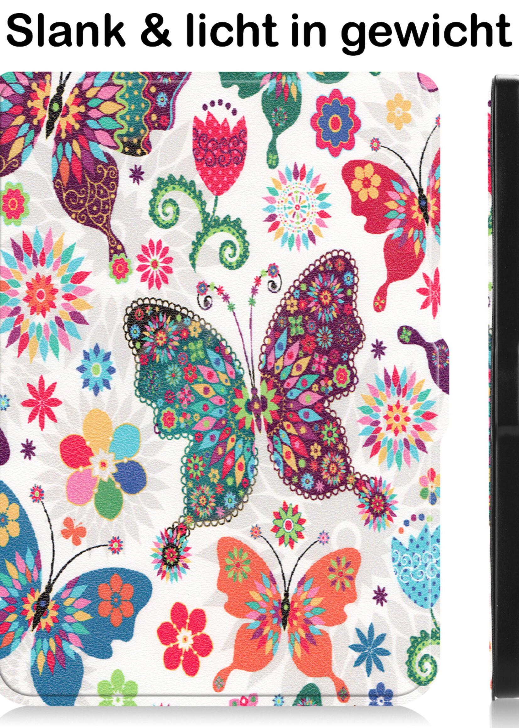 BTH Hoesje Geschikt voor Kobo Clara HD Hoesje Luxe Bescherm Case Met Screenprotector - Hoes Geschikt voor Kobo Clara HD Hoes Book Cover - Vlinders