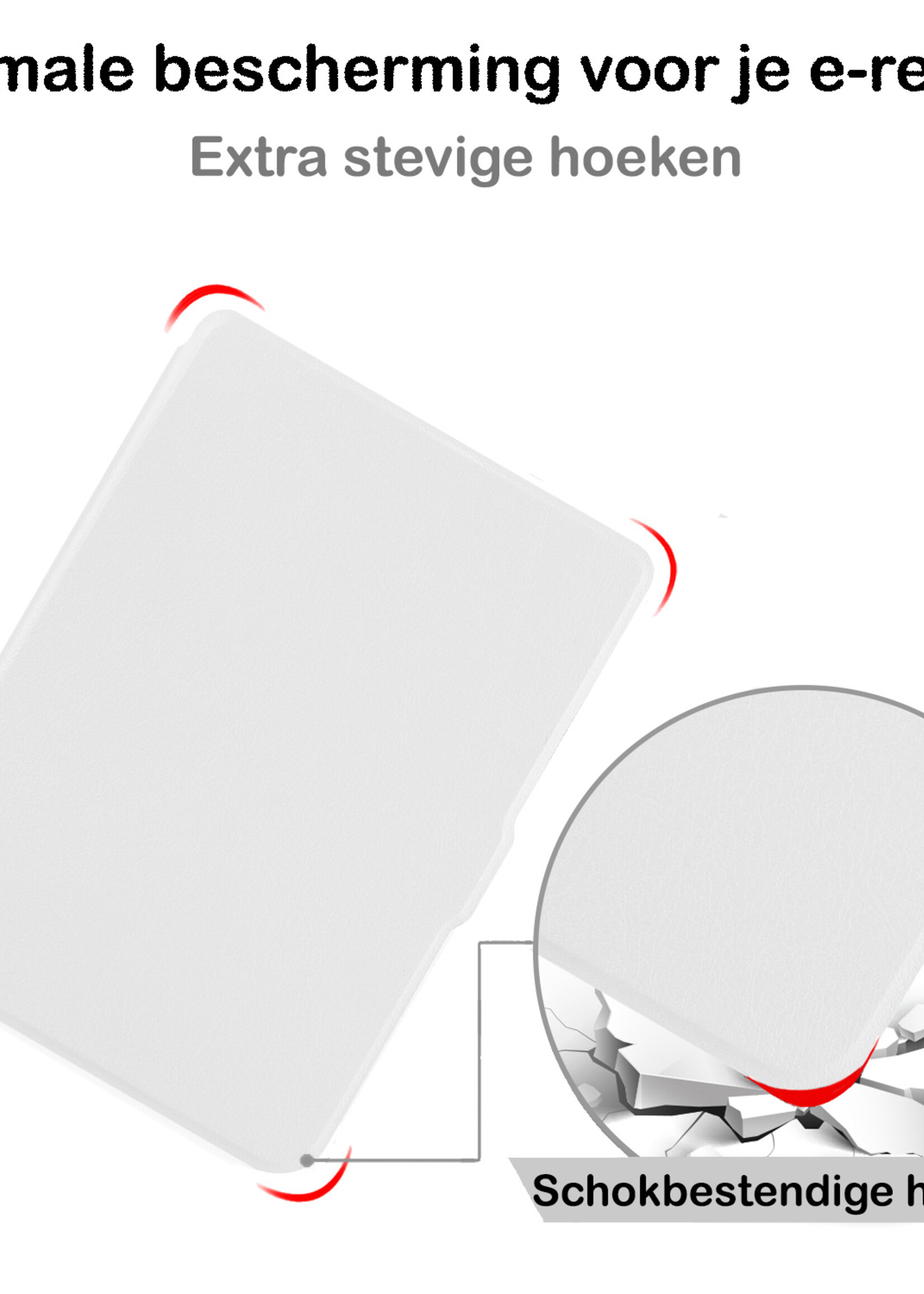 BTH Hoesje Geschikt voor Kobo Clara HD Hoesje Luxe Bescherm Case Met Screenprotector - Hoes Geschikt voor Kobo Clara HD Hoes Book Cover - Wit