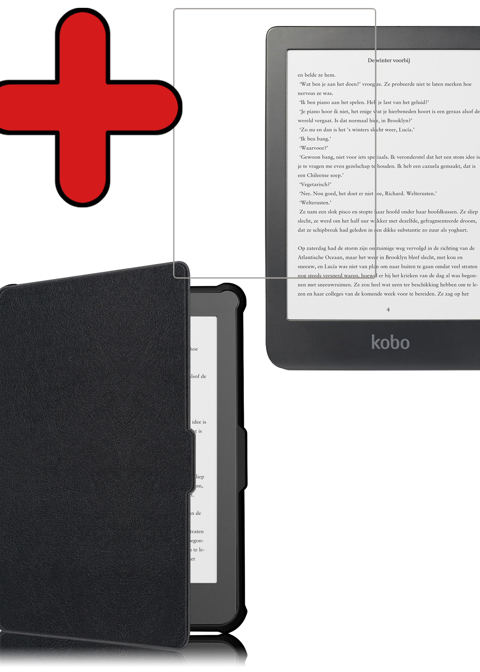 BTH Hoesje Geschikt voor Kobo Clara HD Hoesje Luxe Bescherm Case Met Screenprotector - Hoes Geschikt voor Kobo Clara HD Hoes Book Cover - Zwart