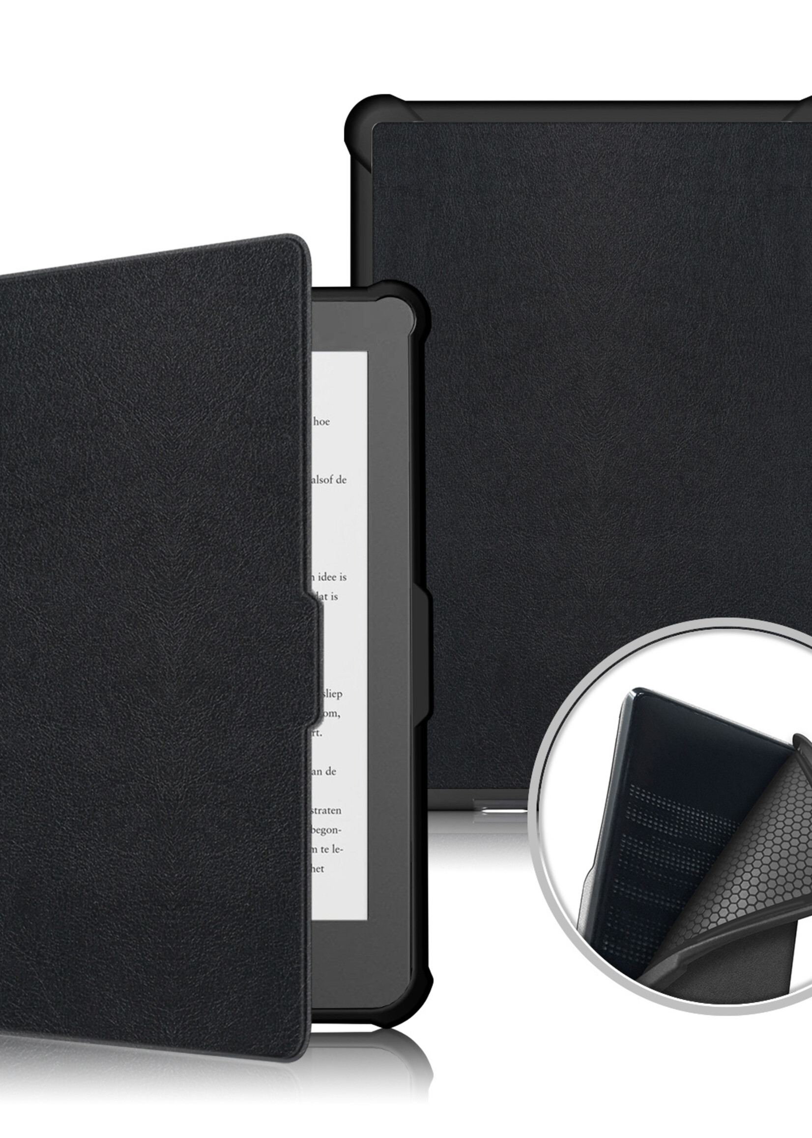 BTH Hoesje Geschikt voor Kobo Clara HD Hoesje Luxe Bescherm Case Met Screenprotector - Hoes Geschikt voor Kobo Clara HD Hoes Book Cover - Zwart