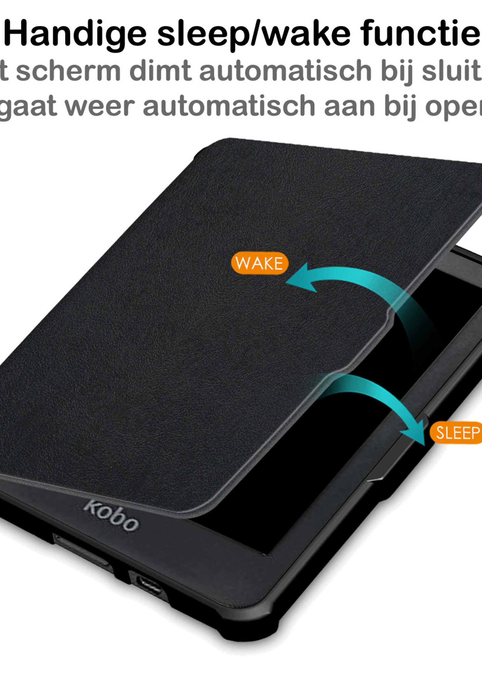 BTH Hoesje Geschikt voor Kobo Clara HD Hoesje Luxe Bescherm Case Met Screenprotector - Hoes Geschikt voor Kobo Clara HD Hoes Book Cover - Zwart