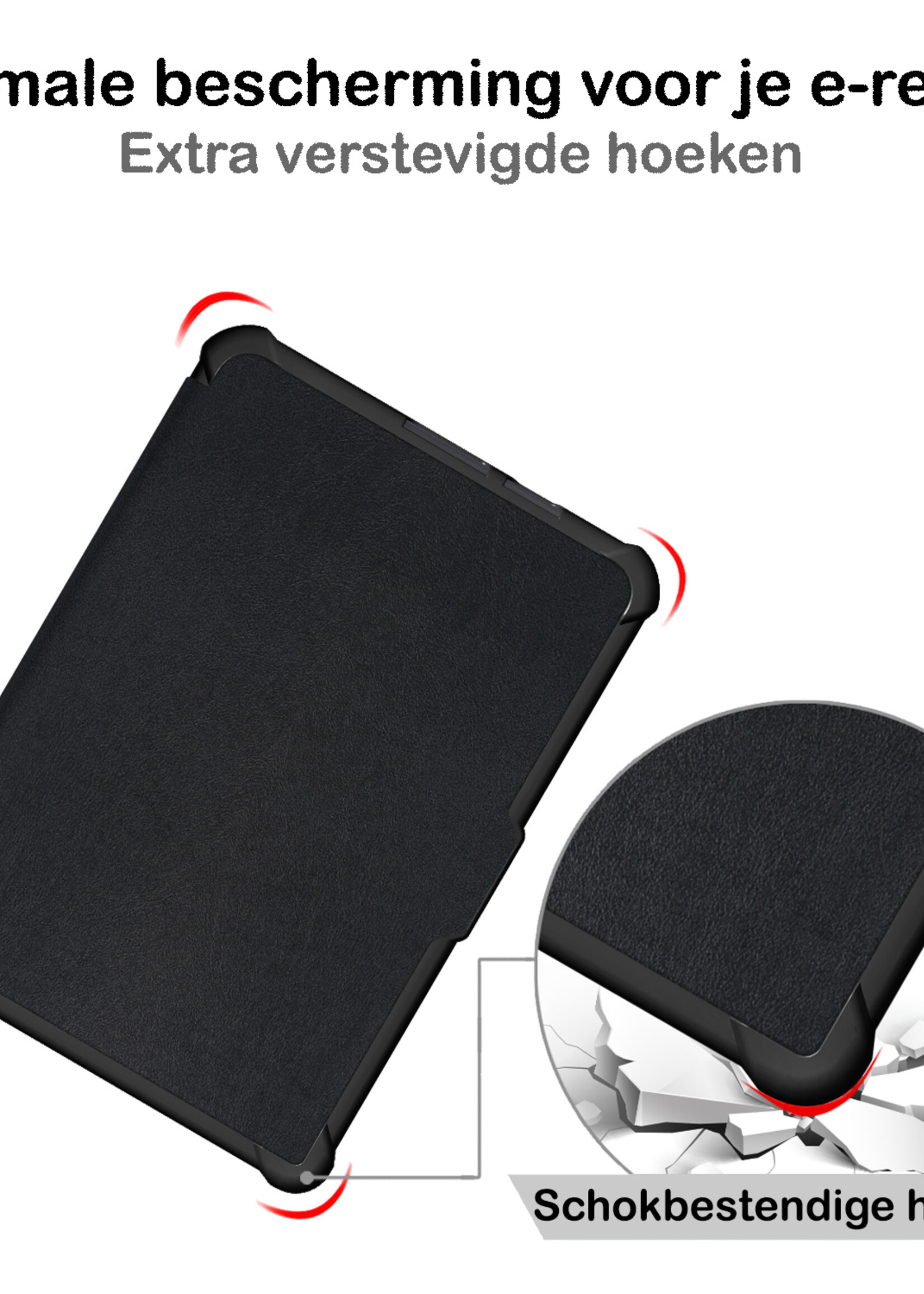 BTH Hoesje Geschikt voor Kobo Clara HD Hoesje Luxe Bescherm Case Met Screenprotector - Hoes Geschikt voor Kobo Clara HD Hoes Book Cover - Zwart