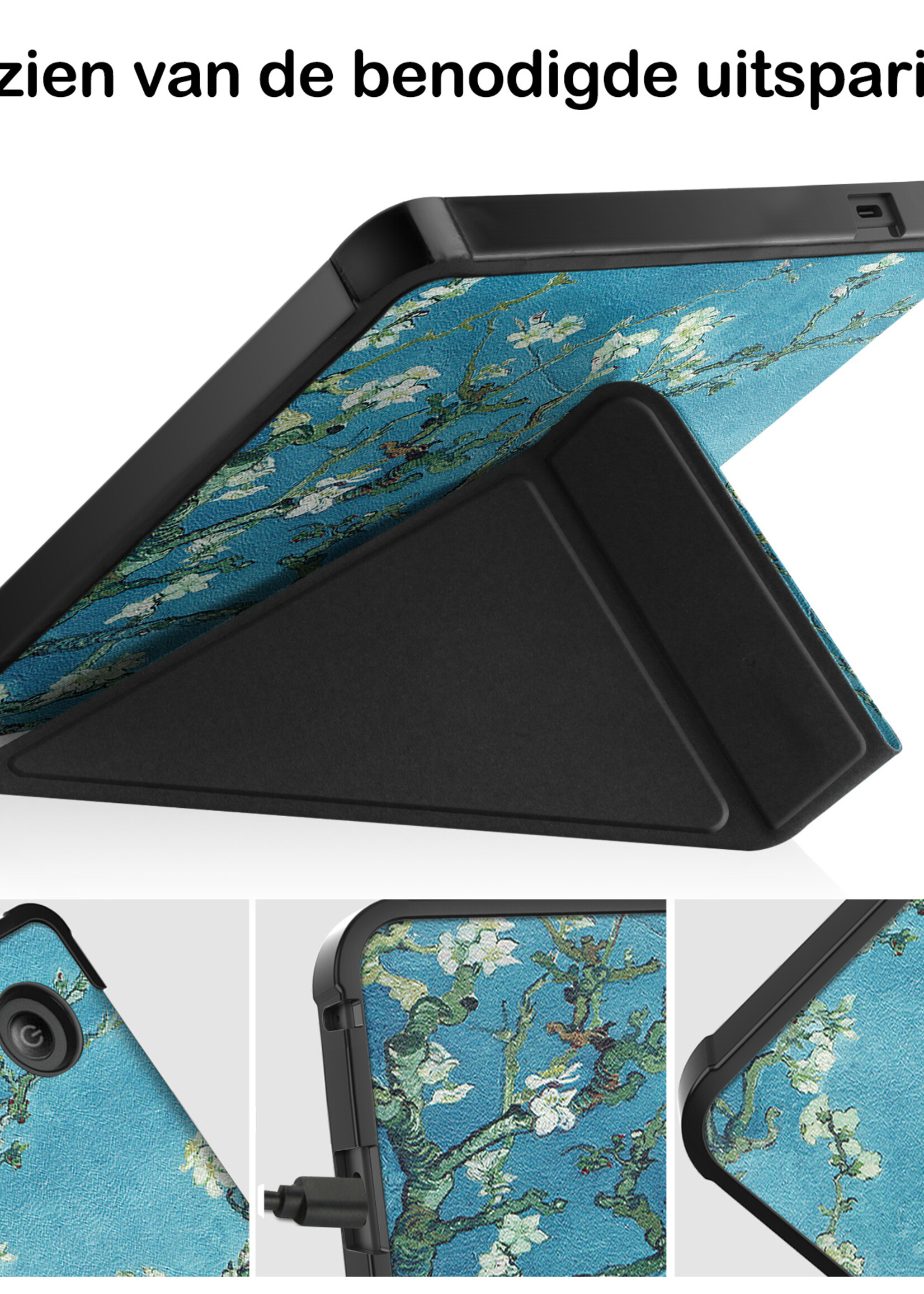 BTH Hoesje Geschikt voor Kobo Libra 2 Hoesje Luxe Bescherm Case Met Screenprotector - Hoes Geschikt voor Kobo Libra 2 Hoes Book Cover - Bloesem