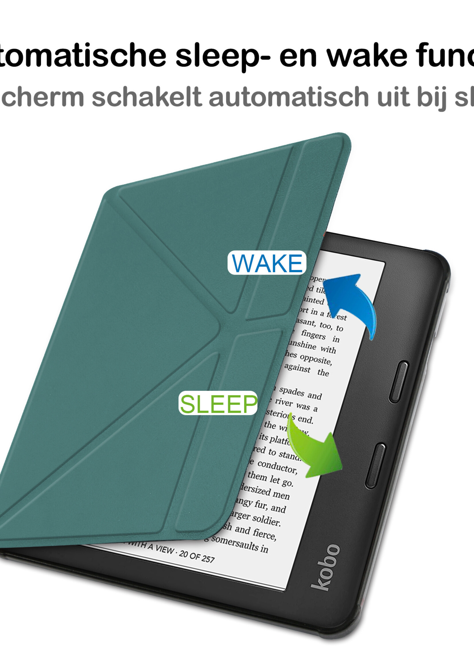 BTH Hoesje Geschikt voor Kobo Libra 2 Hoesje Luxe Bescherm Case Met Screenprotector - Hoes Geschikt voor Kobo Libra 2 Hoes Book Cover - Donkergroen