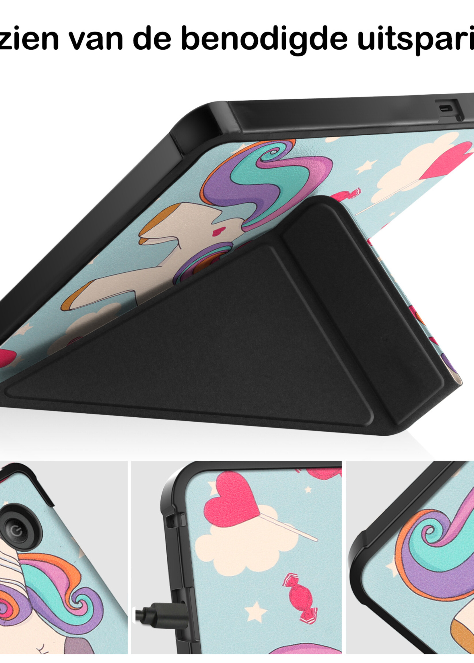 BTH Hoesje Geschikt voor Kobo Libra 2 Hoesje Luxe Bescherm Case Met Screenprotector - Hoes Geschikt voor Kobo Libra 2 Hoes Book Cover - Eenhoorn