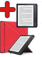 BTH BTH Kobo Libra 2 Hoesje Met Screenprotector - Rood
