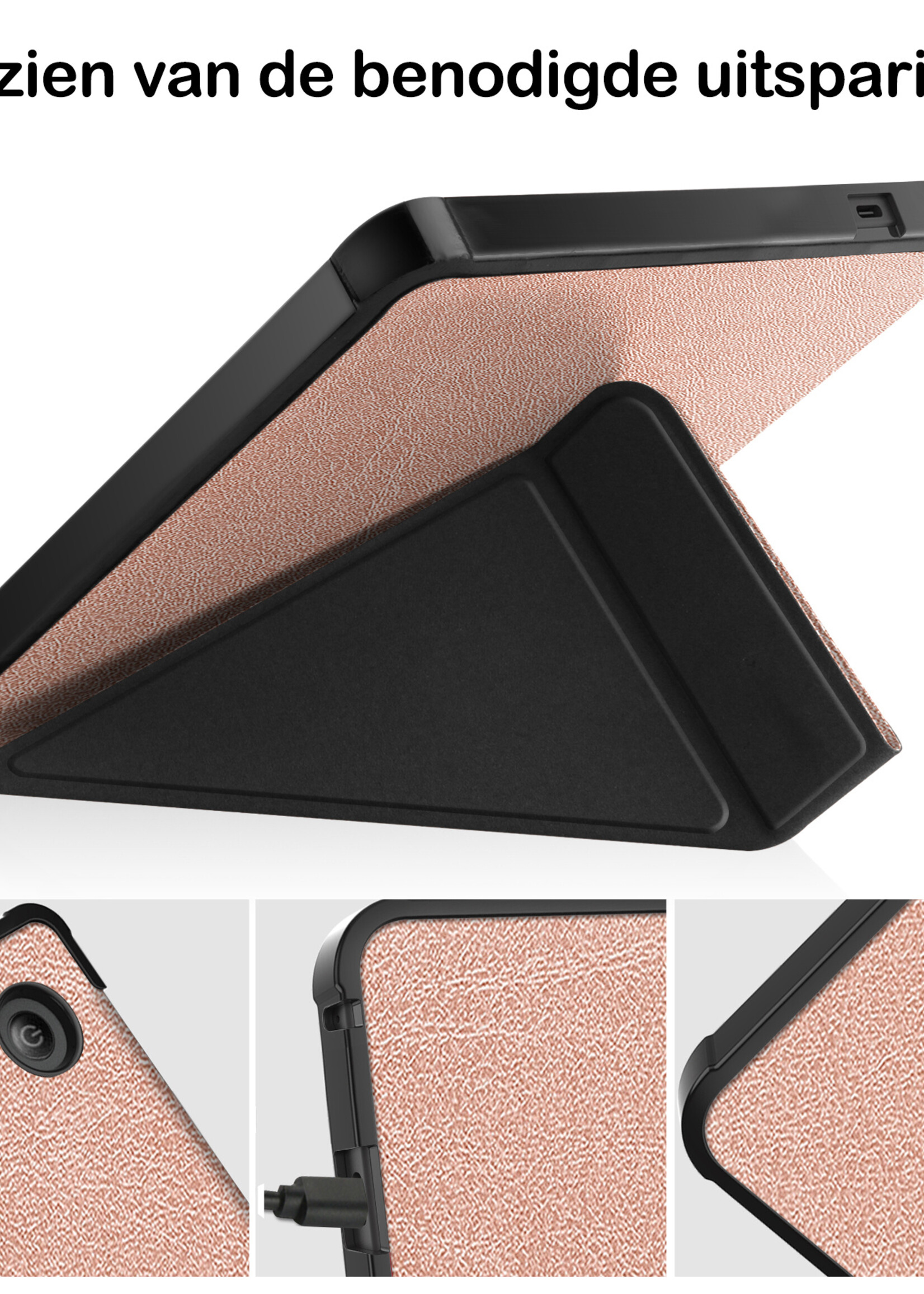 BTH Hoesje Geschikt voor Kobo Libra 2 Hoesje Luxe Bescherm Case Met Screenprotector - Hoes Geschikt voor Kobo Libra 2 Hoes Book Cover - Rosé Goud