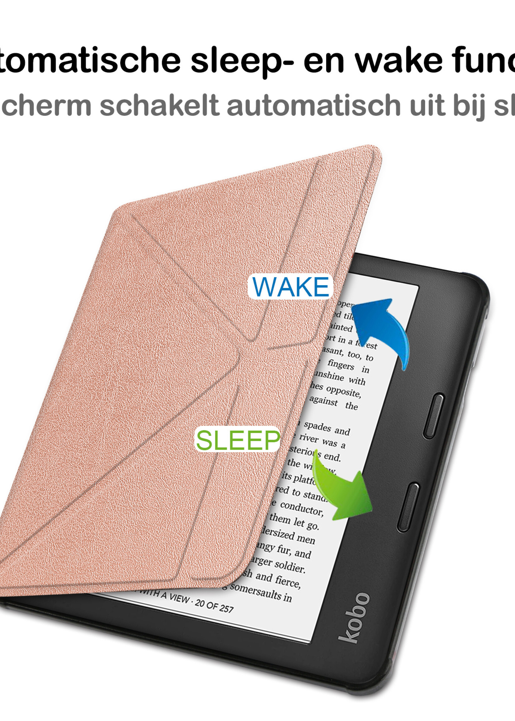 BTH Hoesje Geschikt voor Kobo Libra 2 Hoesje Luxe Bescherm Case Met Screenprotector - Hoes Geschikt voor Kobo Libra 2 Hoes Book Cover - Rosé Goud