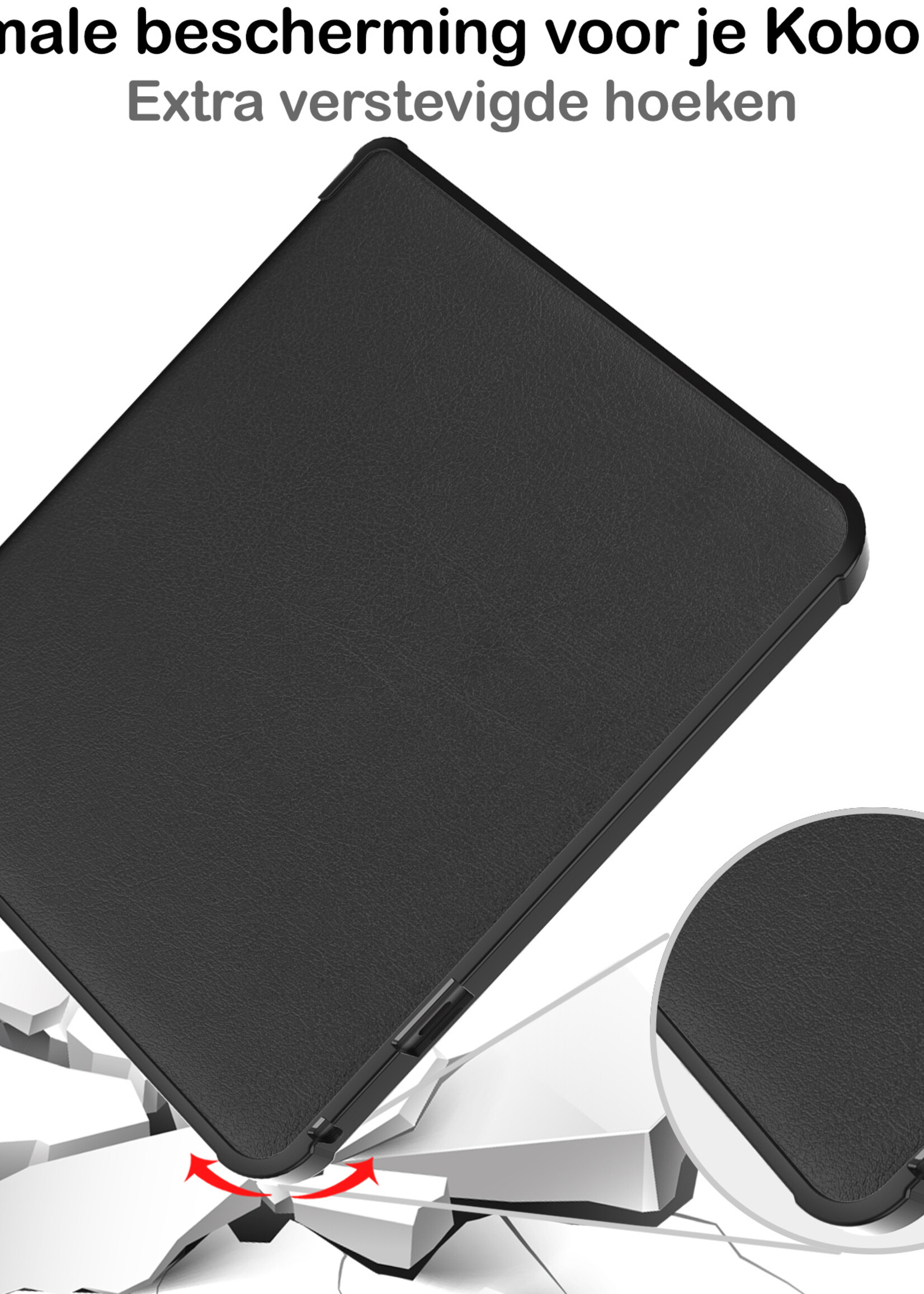 BTH Hoesje Geschikt voor Kobo Libra 2 Hoesje Luxe Bescherm Case Met Screenprotector - Hoes Geschikt voor Kobo Libra 2 Hoes Book Cover - Zwart