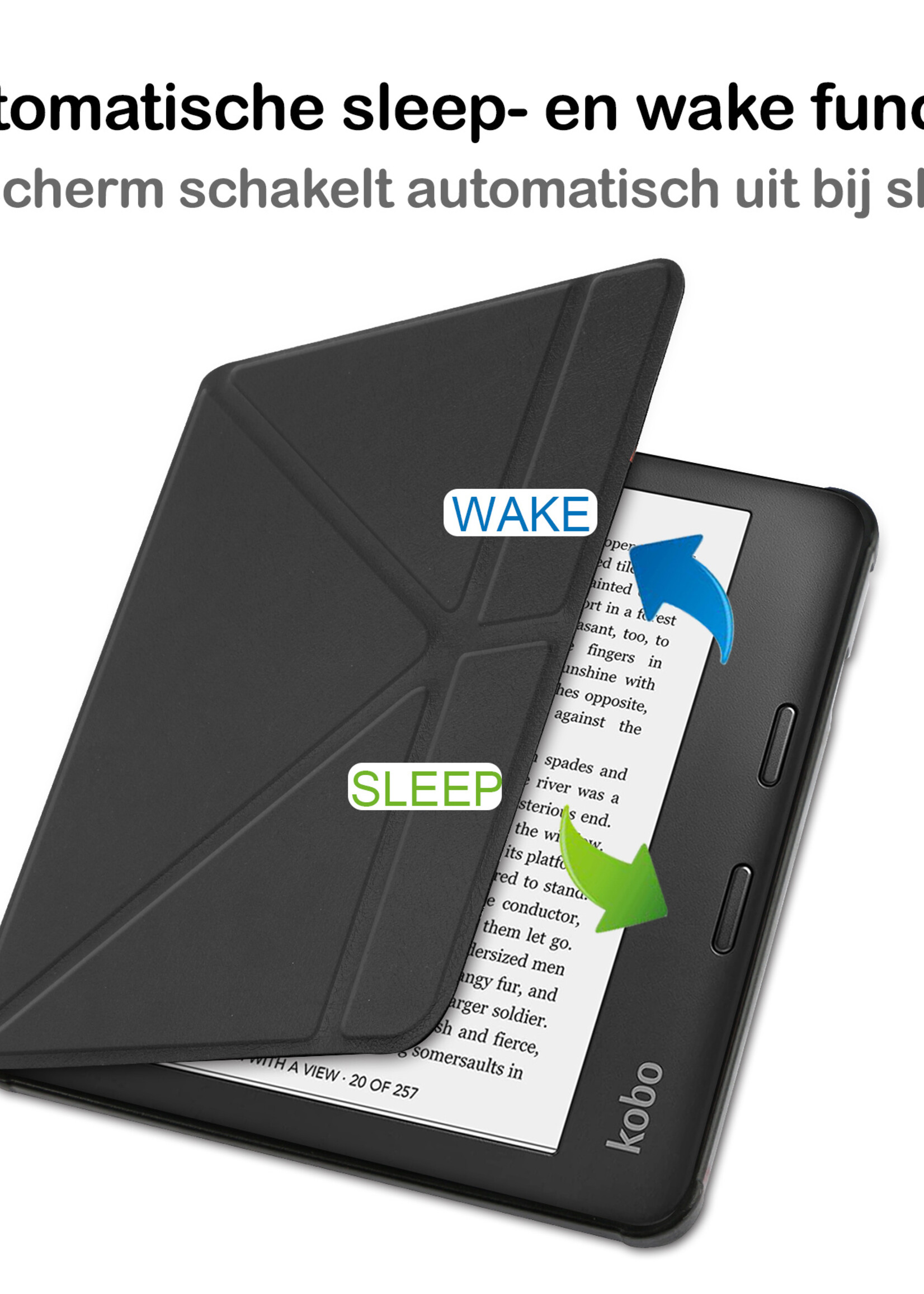BTH Hoesje Geschikt voor Kobo Libra 2 Hoesje Luxe Bescherm Case Met Screenprotector - Hoes Geschikt voor Kobo Libra 2 Hoes Book Cover - Zwart