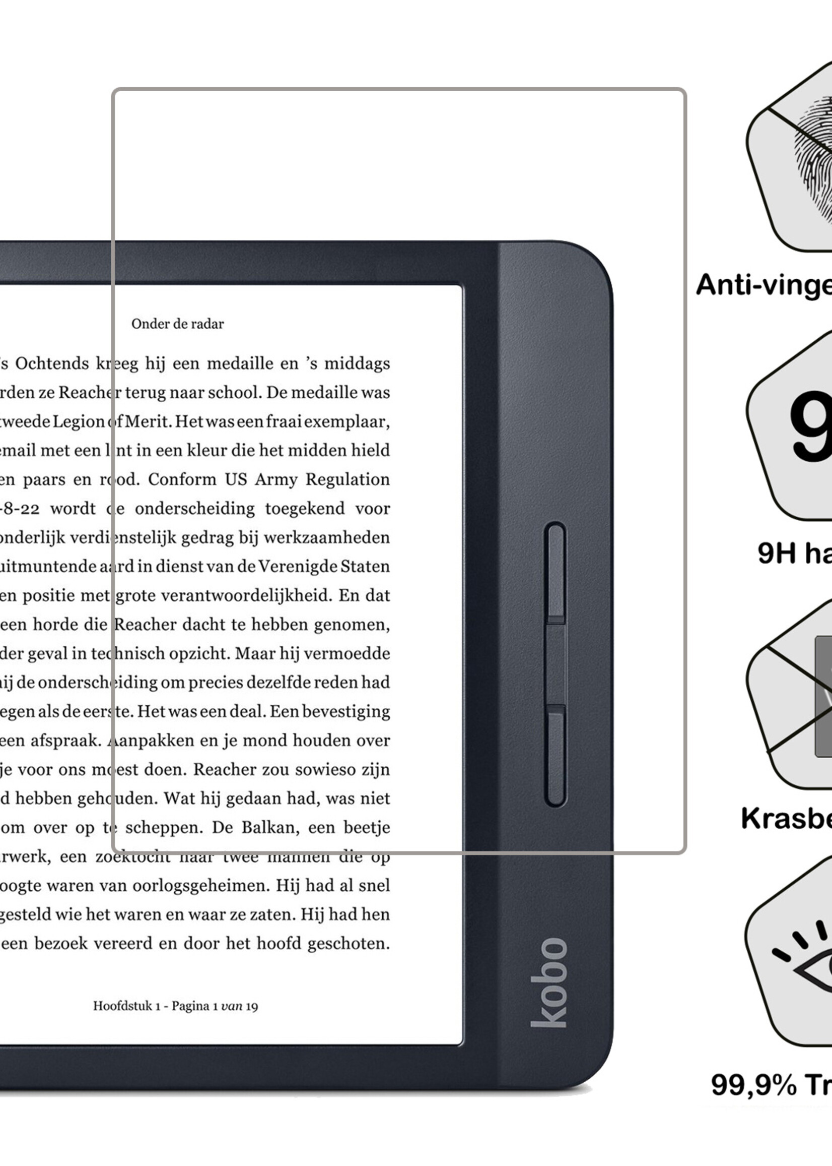 BTH Hoesje Geschikt voor Kobo Libra H2O Hoesje Luxe Bescherm Case Met Screenprotector - Hoes Geschikt voor Kobo Libra H2O Hoes Book Cover - Grijs