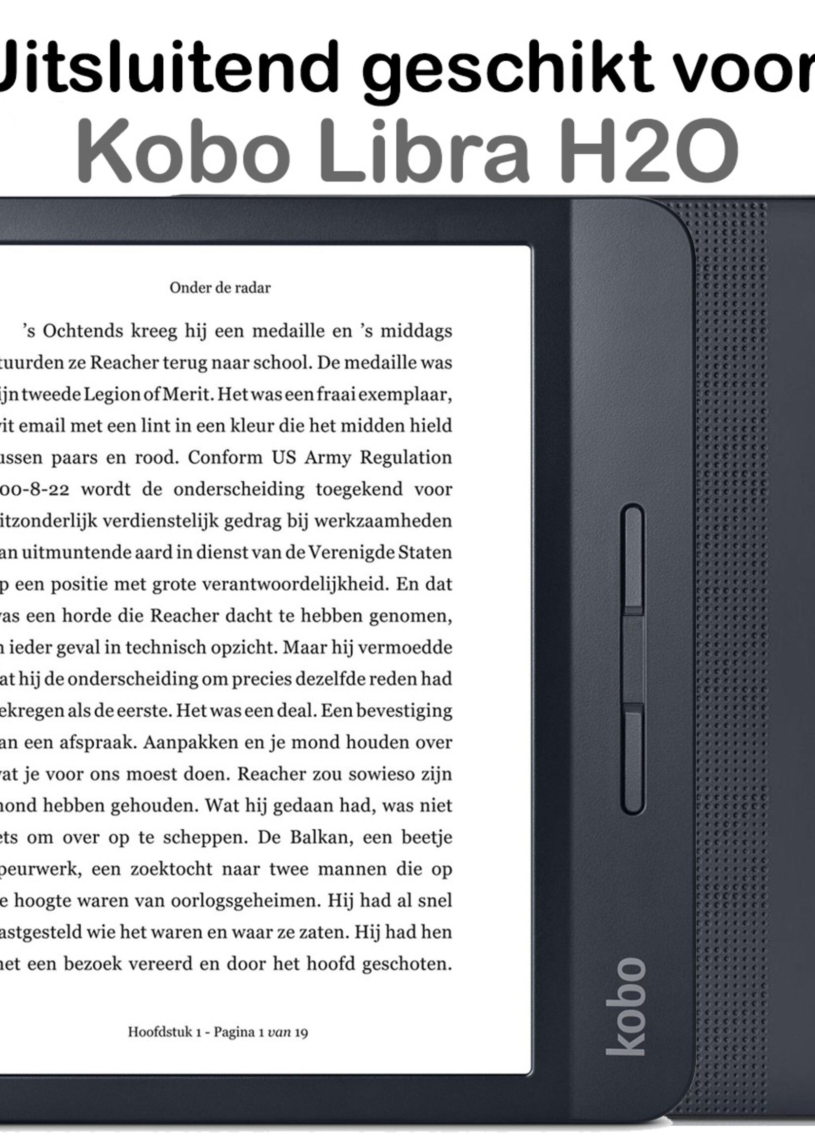 BTH Hoesje Geschikt voor Kobo Libra H2O Hoesje Luxe Bescherm Case Met Screenprotector - Hoes Geschikt voor Kobo Libra H2O Hoes Book Cover - Grijs