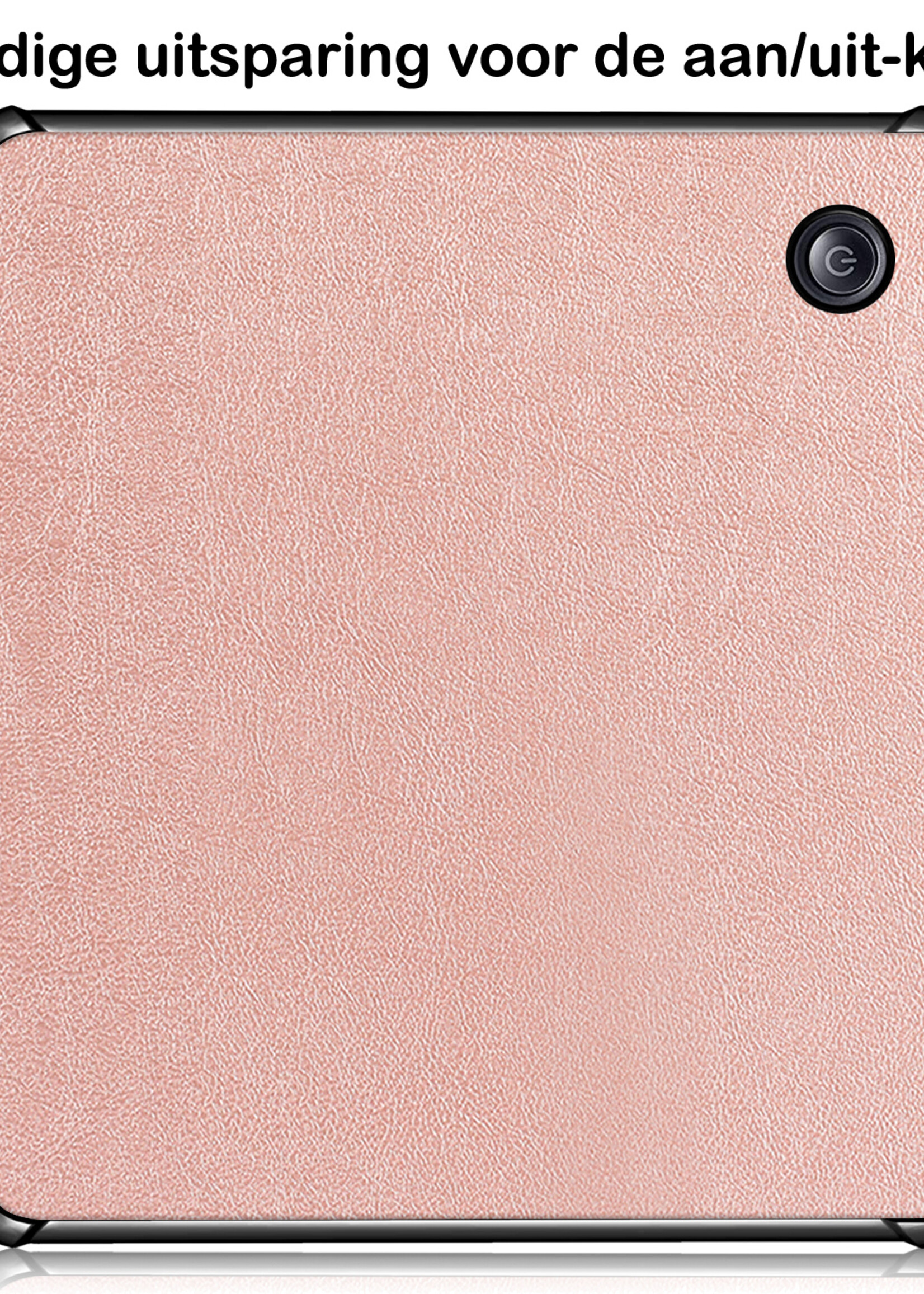 BTH Hoesje Geschikt voor Kobo Libra H2O Hoesje Luxe Bescherm Case Met Screenprotector - Hoes Geschikt voor Kobo Libra H2O Hoes Book Cover - Rosé Goud