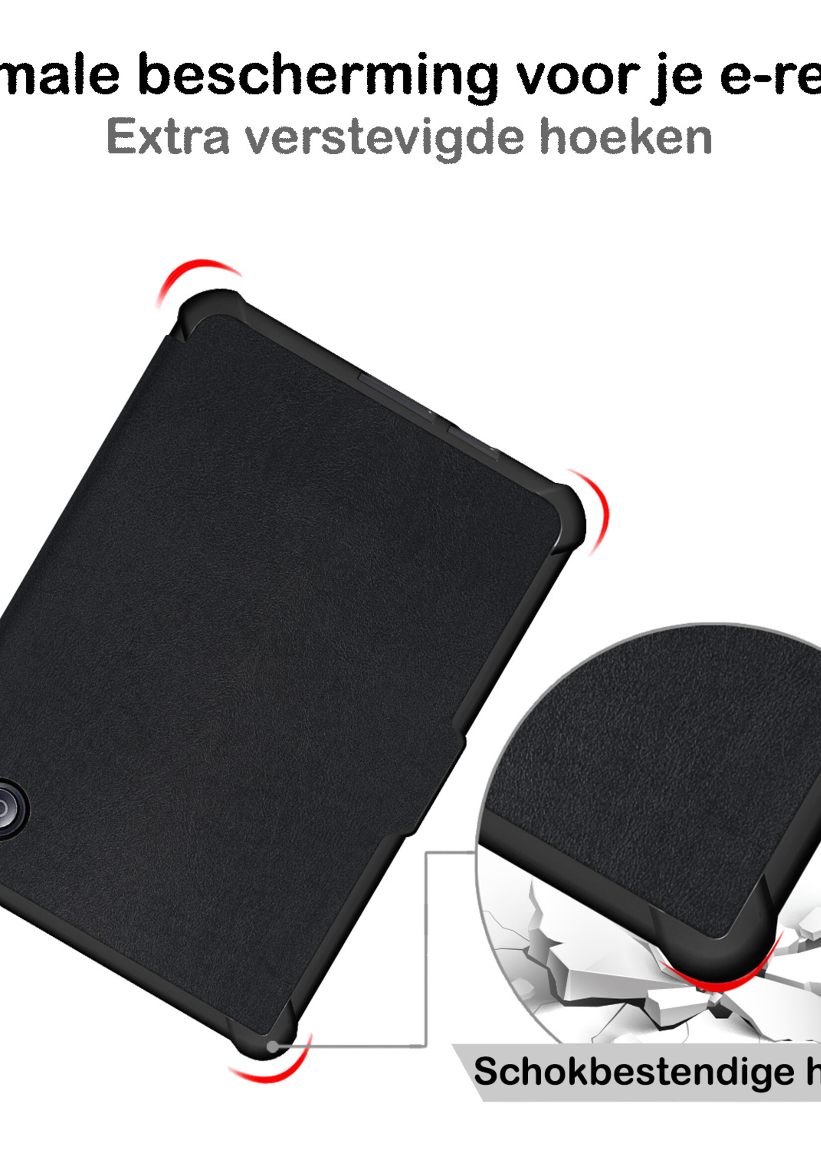 BTH Hoesje Geschikt voor Kobo Libra H2O Hoesje Luxe Bescherm Case Met Screenprotector - Hoes Geschikt voor Kobo Libra H2O Hoes Book Cover - Zwart