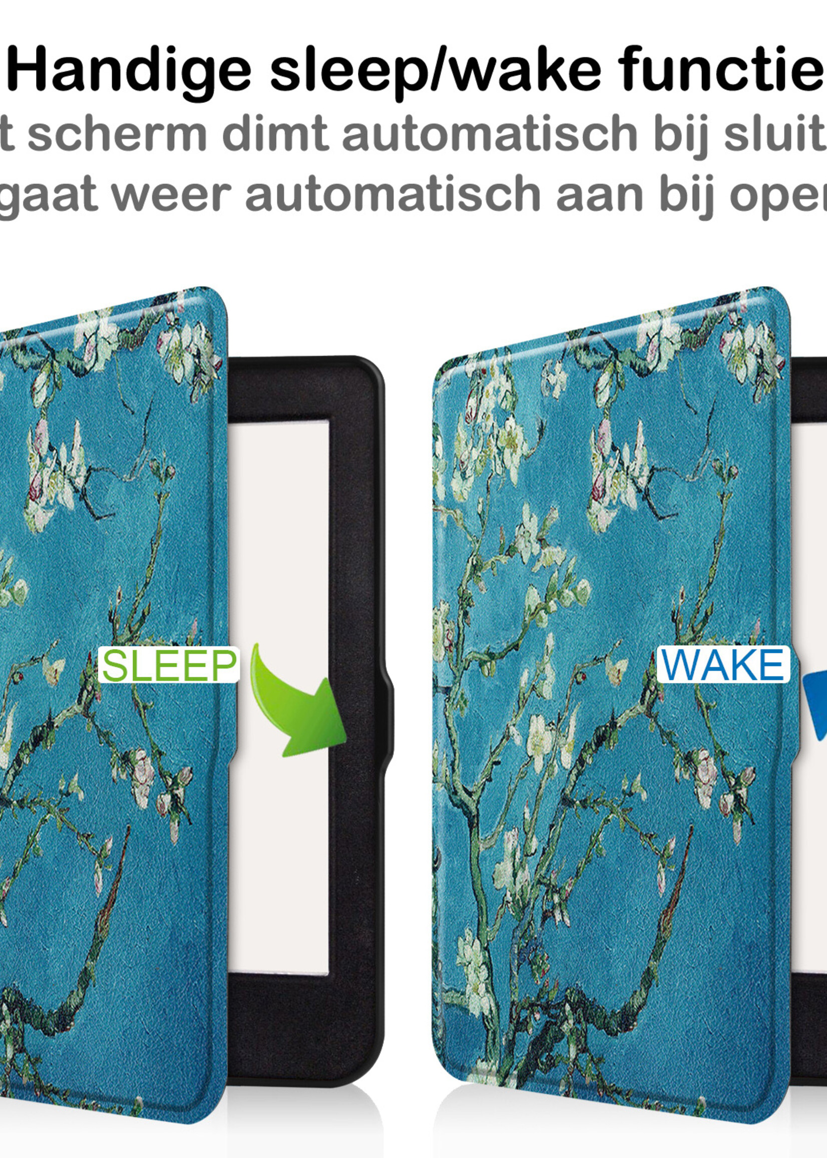 BTH Hoesje Geschikt voor Kobo Nia Hoesje Luxe Bescherm Case Met Screenprotector - Hoes Geschikt voor Kobo Nia Hoes Book Cover - Bloesem