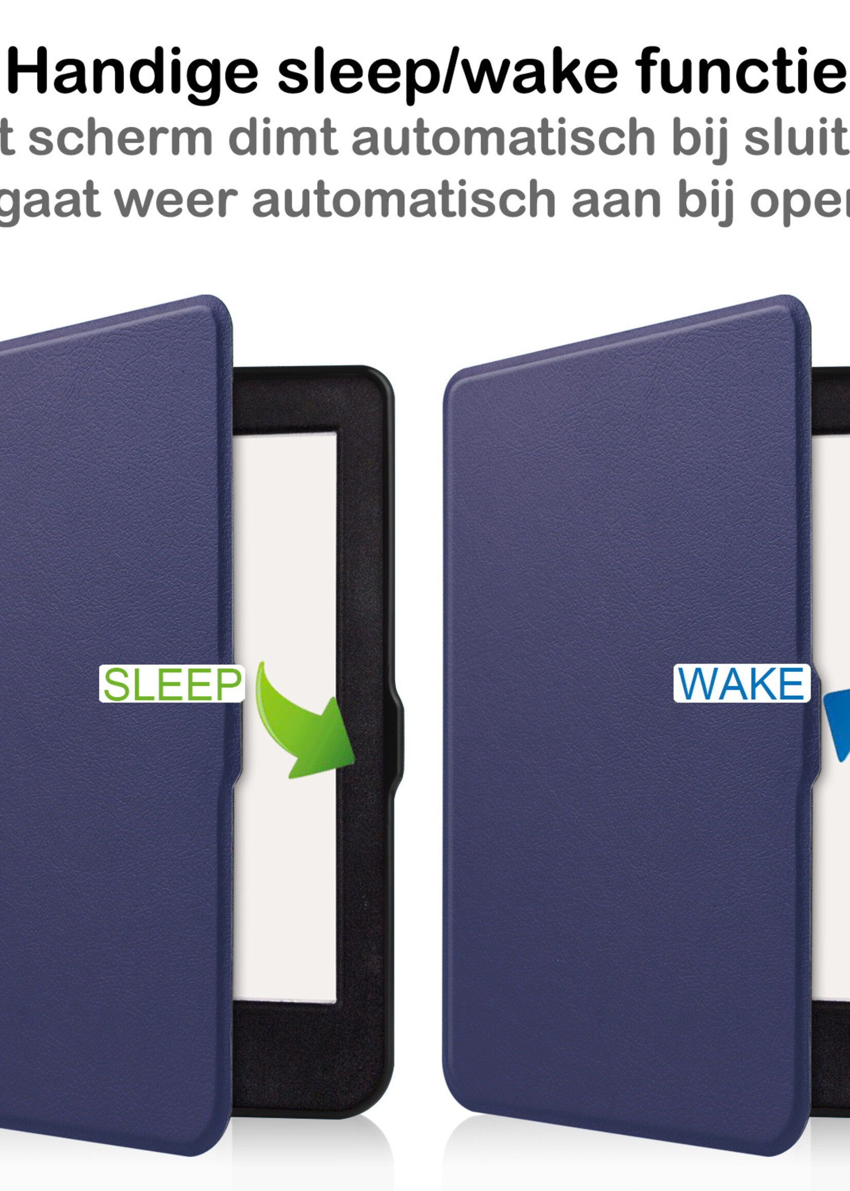 BTH Hoesje Geschikt voor Kobo Nia Hoesje Luxe Bescherm Case Met Screenprotector - Hoes Geschikt voor Kobo Nia Hoes Book Cover - Donkerblauw