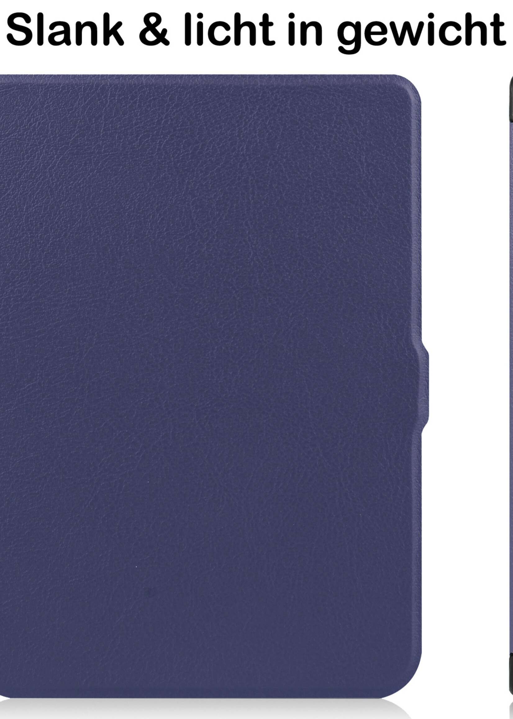 BTH Hoesje Geschikt voor Kobo Nia Hoesje Luxe Bescherm Case Met Screenprotector - Hoes Geschikt voor Kobo Nia Hoes Book Cover - Donkerblauw