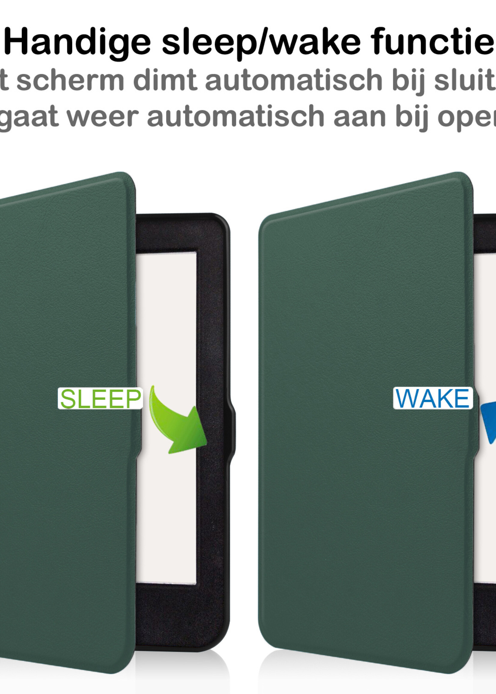 BTH Hoesje Geschikt voor Kobo Nia Hoesje Luxe Bescherm Case Met Screenprotector - Hoes Geschikt voor Kobo Nia Hoes Book Cover - Donkergroen
