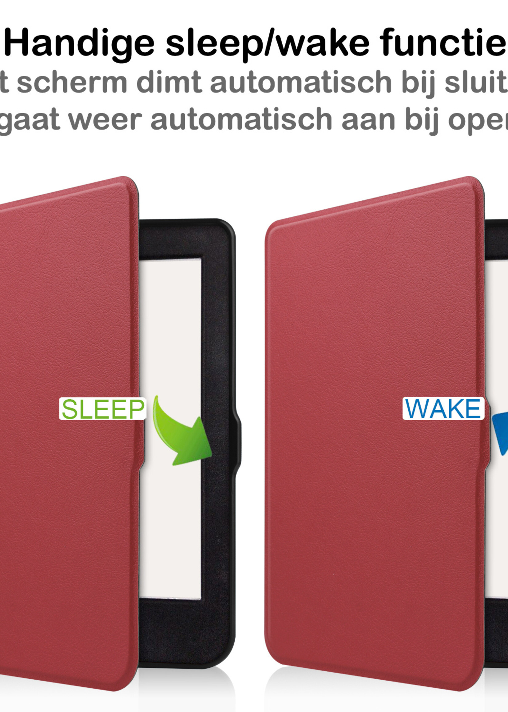 BTH Hoesje Geschikt voor Kobo Nia Hoesje Luxe Bescherm Case Met Screenprotector - Hoes Geschikt voor Kobo Nia Hoes Book Cover - Donkerrood