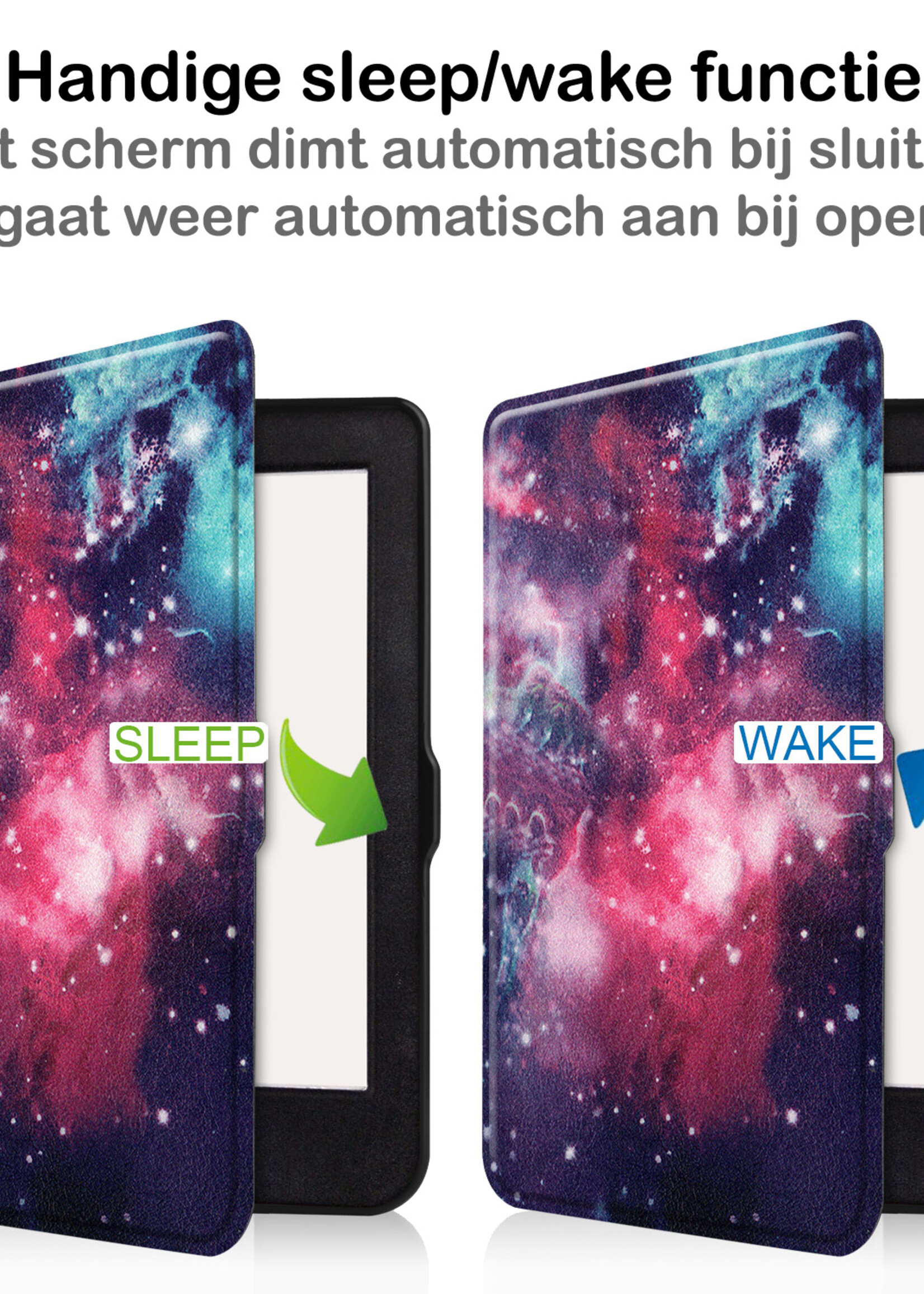 BTH Hoesje Geschikt voor Kobo Nia Hoesje Luxe Bescherm Case Met Screenprotector - Hoes Geschikt voor Kobo Nia Hoes Book Cover - Galaxy