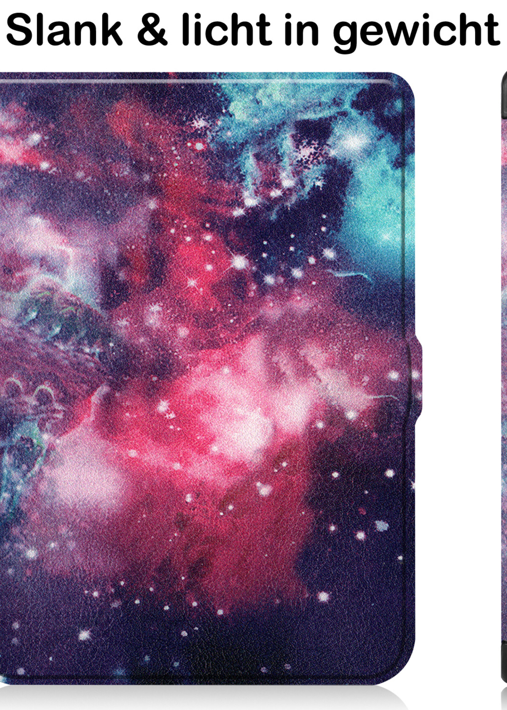 BTH Hoesje Geschikt voor Kobo Nia Hoesje Luxe Bescherm Case Met Screenprotector - Hoes Geschikt voor Kobo Nia Hoes Book Cover - Galaxy