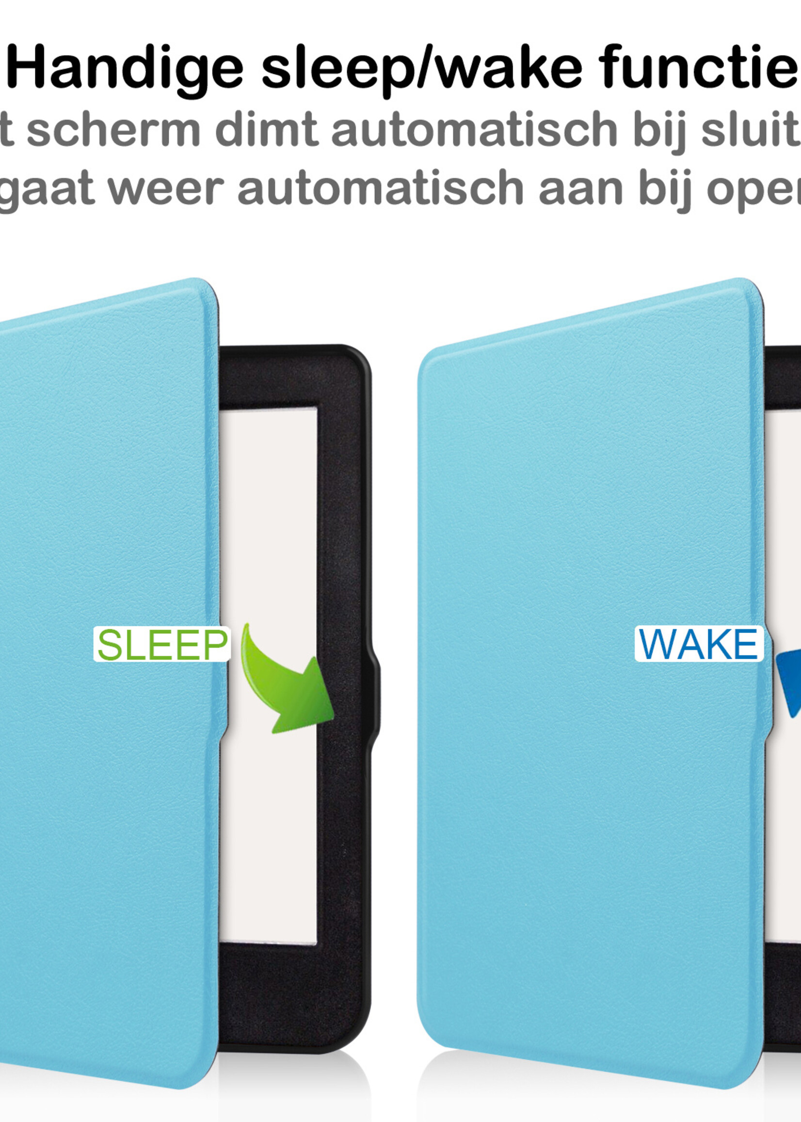 BTH Hoesje Geschikt voor Kobo Nia Hoesje Luxe Bescherm Case Met Screenprotector - Hoes Geschikt voor Kobo Nia Hoes Book Cover - Lichtblauw