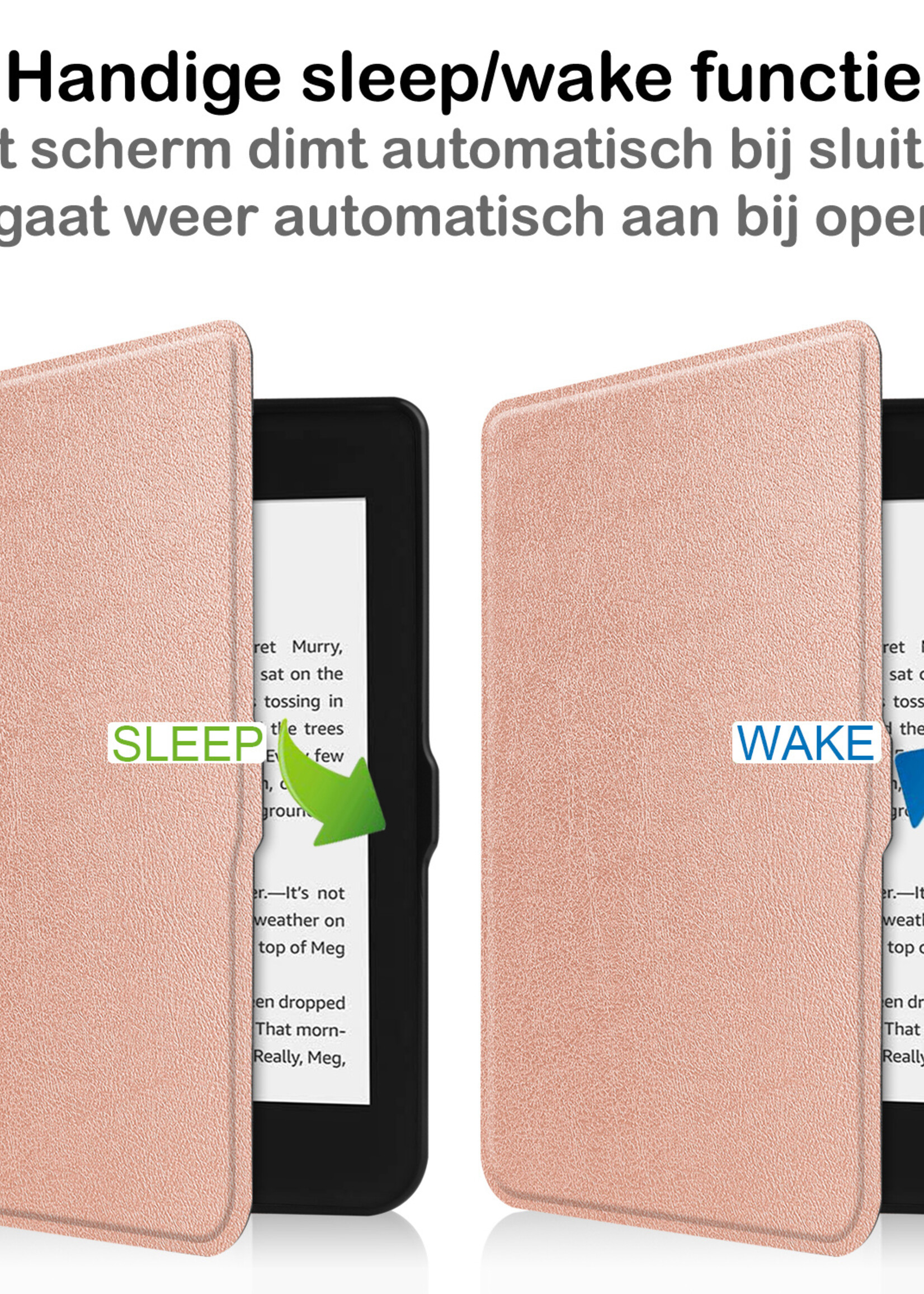 BTH Hoesje Geschikt voor Kobo Nia Hoesje Luxe Bescherm Case Met Screenprotector - Hoes Geschikt voor Kobo Nia Hoes Book Cover - Rosé Goud