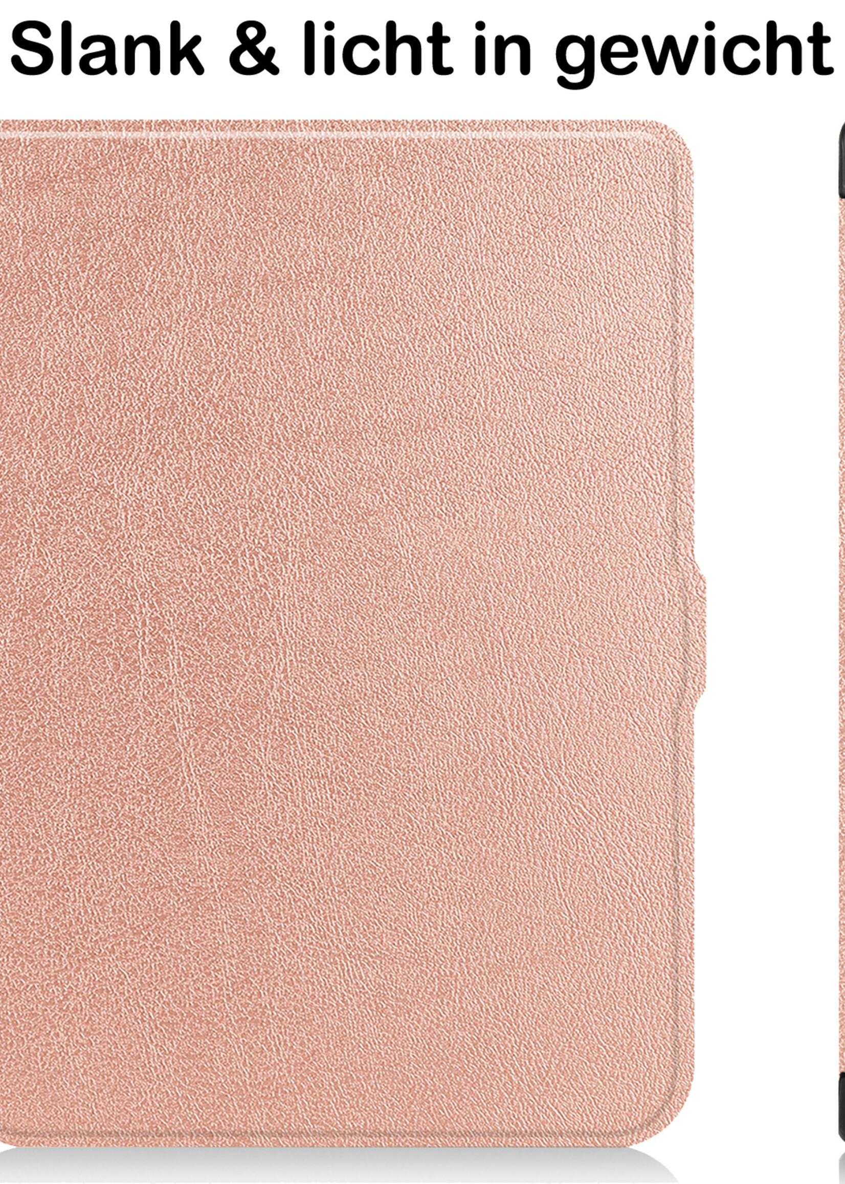 BTH Hoesje Geschikt voor Kobo Nia Hoesje Luxe Bescherm Case Met Screenprotector - Hoes Geschikt voor Kobo Nia Hoes Book Cover - Rosé Goud