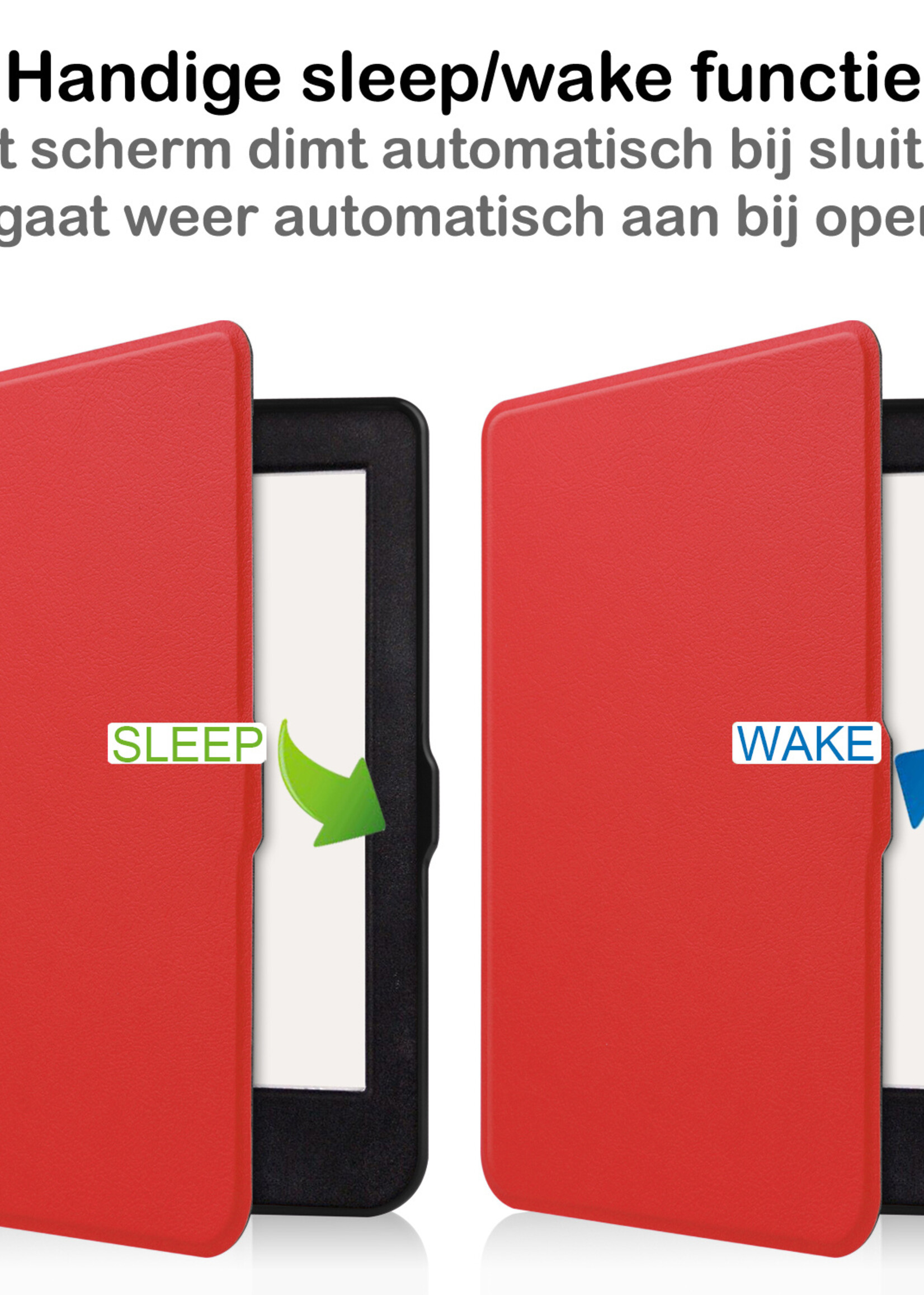 BTH Hoesje Geschikt voor Kobo Nia Hoesje Luxe Bescherm Case Met Screenprotector - Hoes Geschikt voor Kobo Nia Hoes Book Cover - Rood