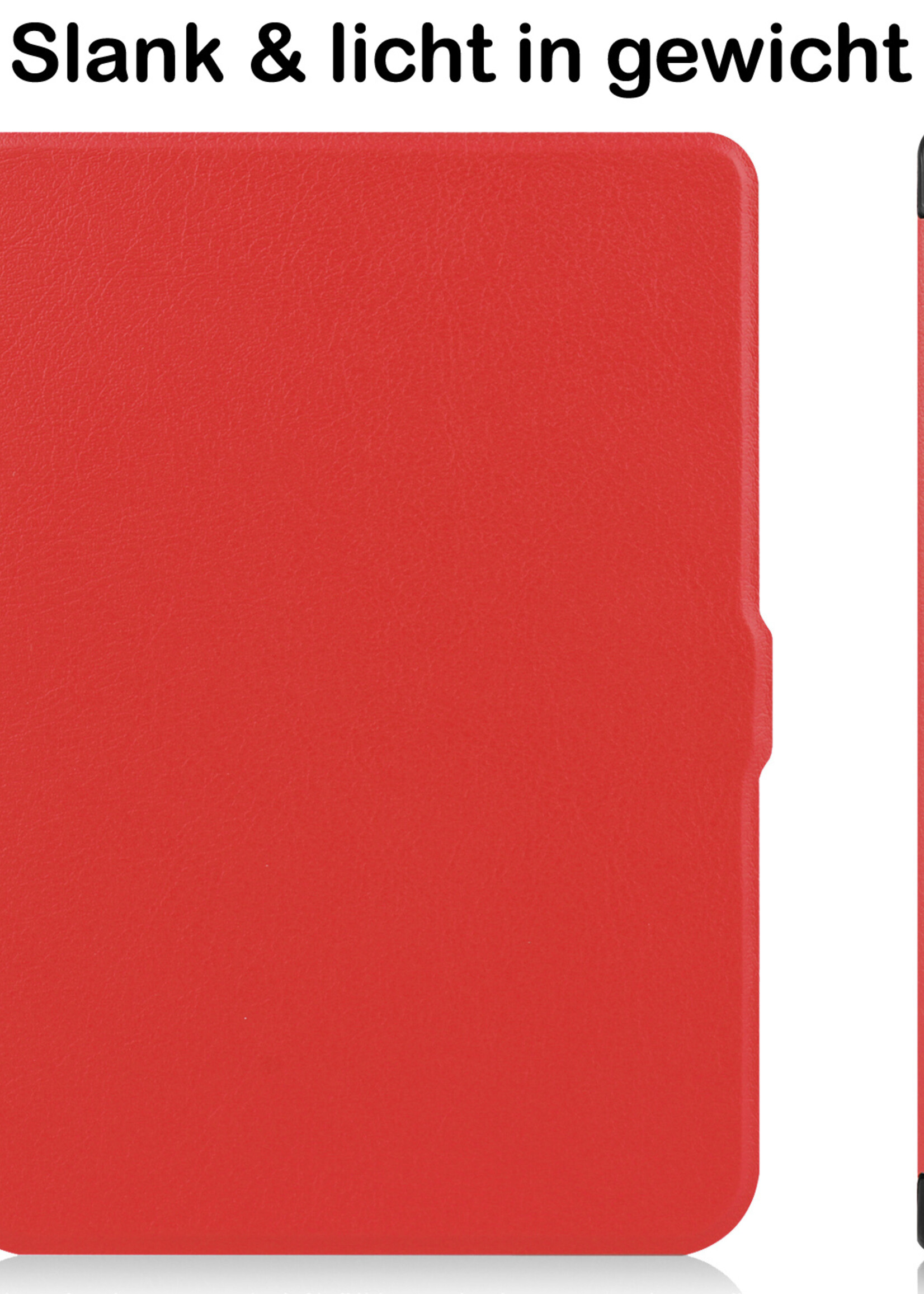 BTH Hoesje Geschikt voor Kobo Nia Hoesje Luxe Bescherm Case Met Screenprotector - Hoes Geschikt voor Kobo Nia Hoes Book Cover - Rood
