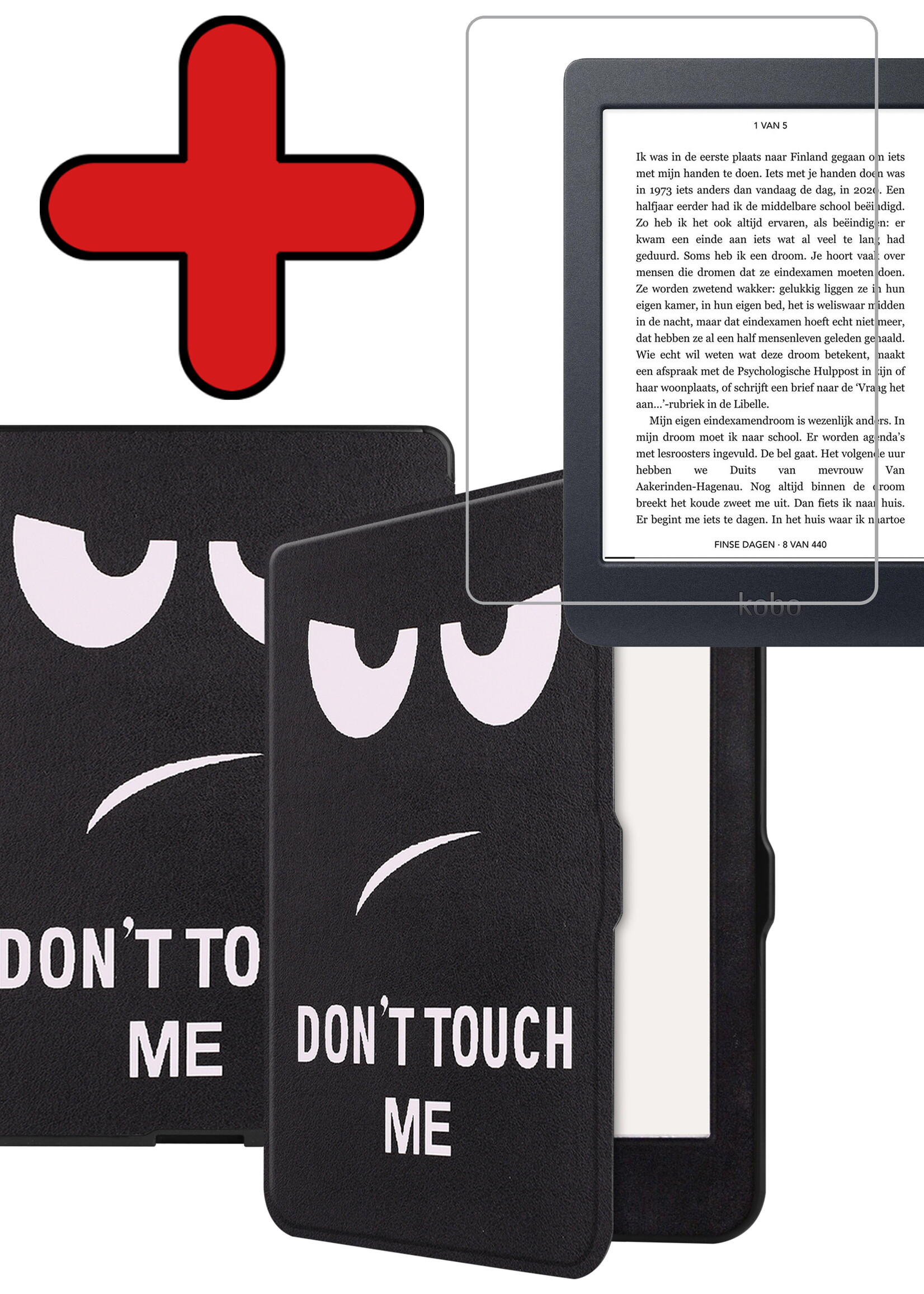 BTH Hoesje Geschikt voor Kobo Nia Hoesje Luxe Bescherm Case Met Screenprotector - Hoes Geschikt voor Kobo Nia Hoes Book Cover - Don't Touch Me