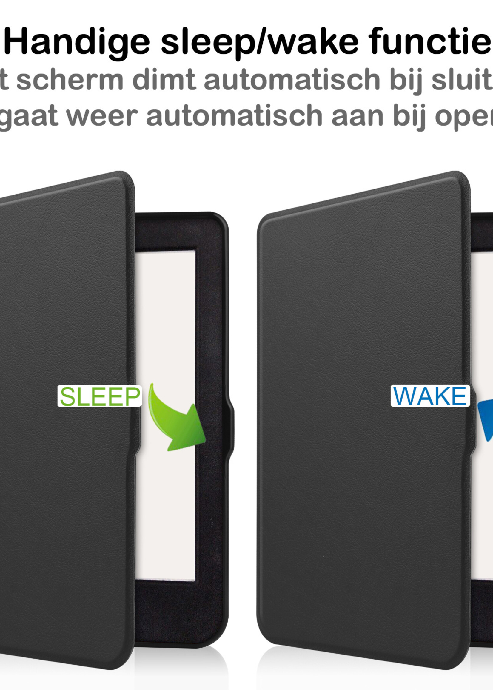 BTH Hoesje Geschikt voor Kobo Nia Hoesje Luxe Bescherm Case Met Screenprotector - Hoes Geschikt voor Kobo Nia Hoes Book Cover - Zwart