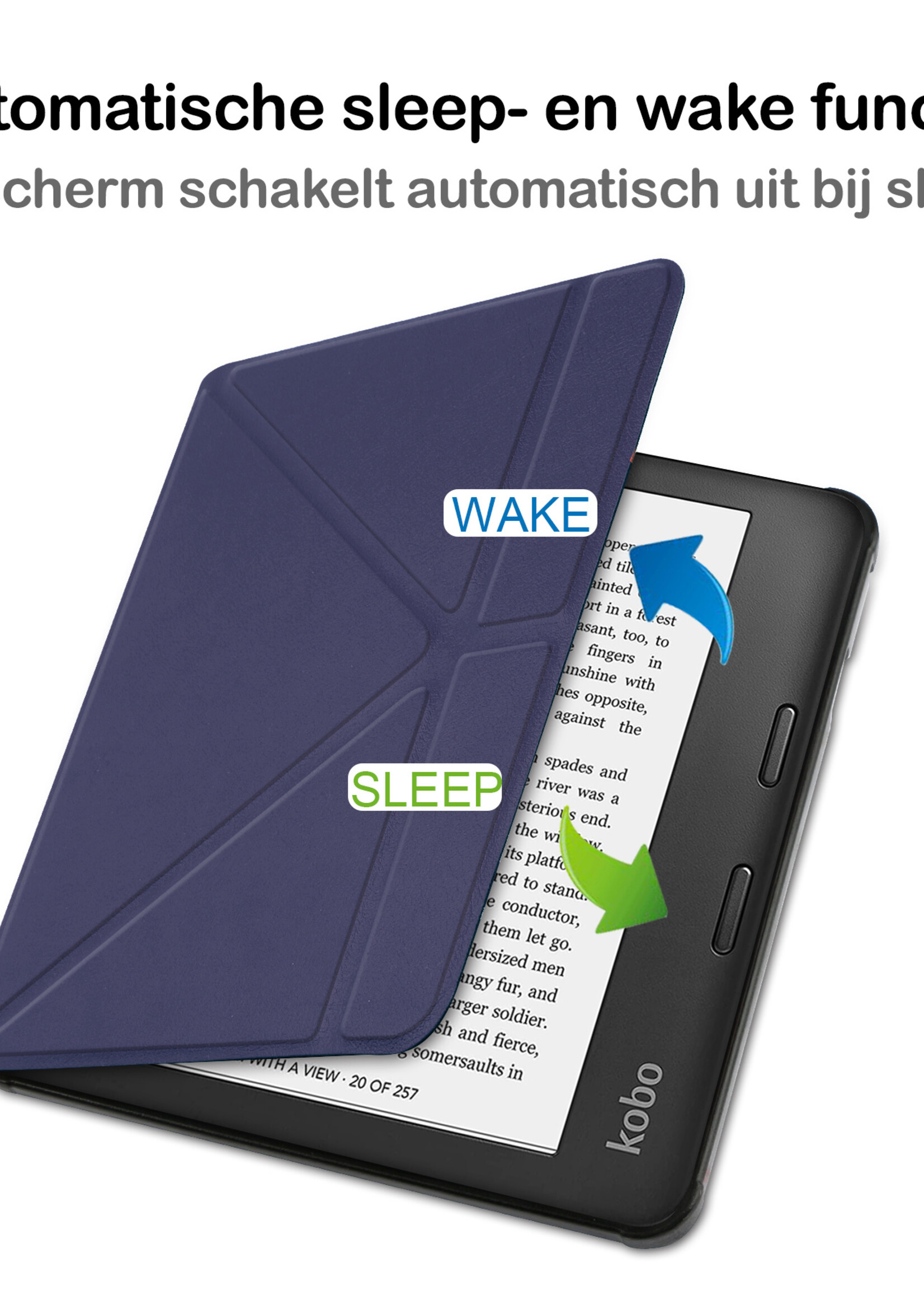 BTH Hoesje Geschikt voor Kobo Sage Hoesje Luxe Bescherm Case Met Screenprotector - Hoes Geschikt voor Kobo Sage Hoes Book Cover - Donkerblauw