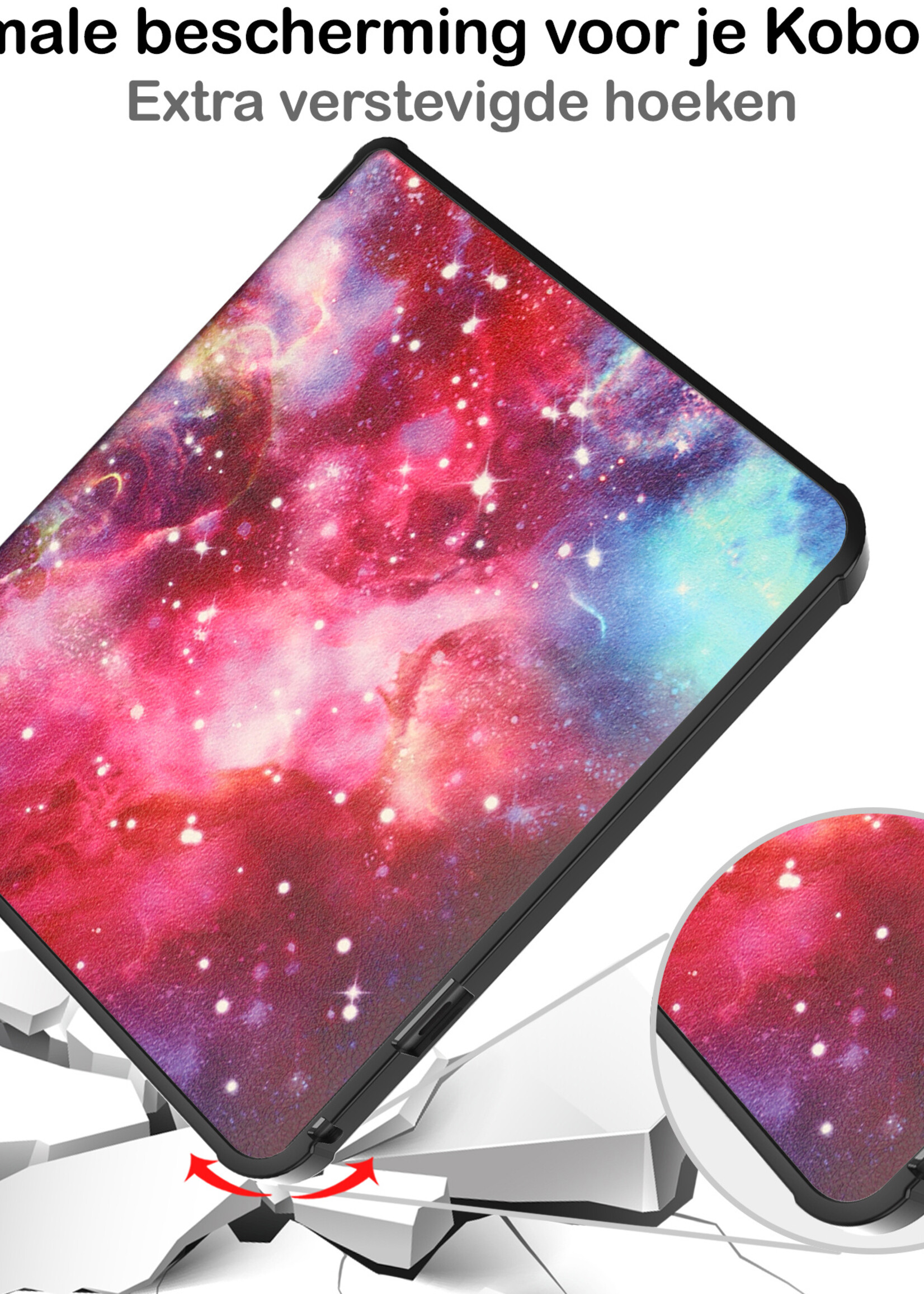 BTH Hoesje Geschikt voor Kobo Sage Hoesje Luxe Bescherm Case Met Screenprotector - Hoes Geschikt voor Kobo Sage Hoes Book Cover - Galaxy