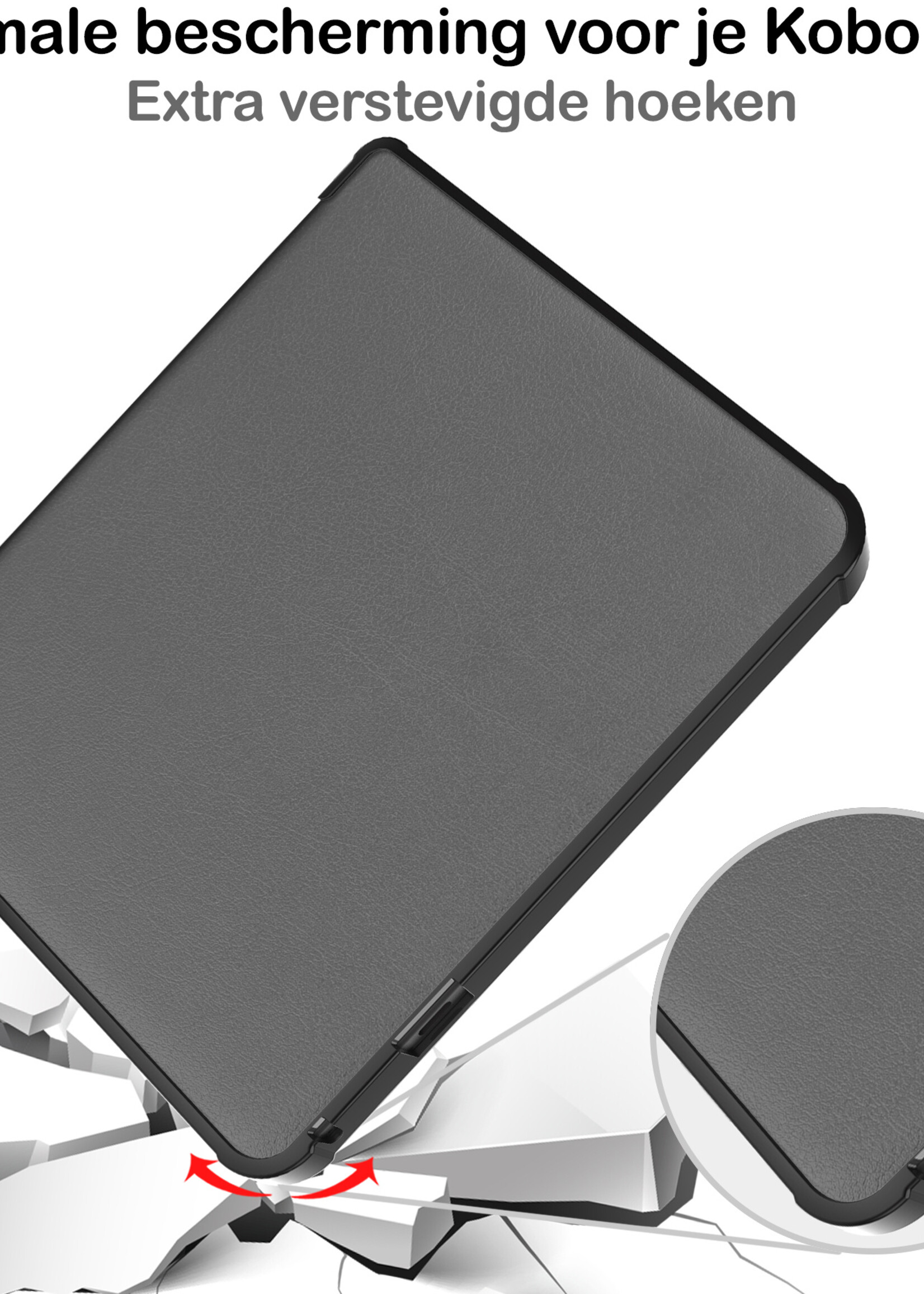 BTH Hoesje Geschikt voor Kobo Sage Hoesje Luxe Bescherm Case Met Screenprotector - Hoes Geschikt voor Kobo Sage Hoes Book Cover - Grijs