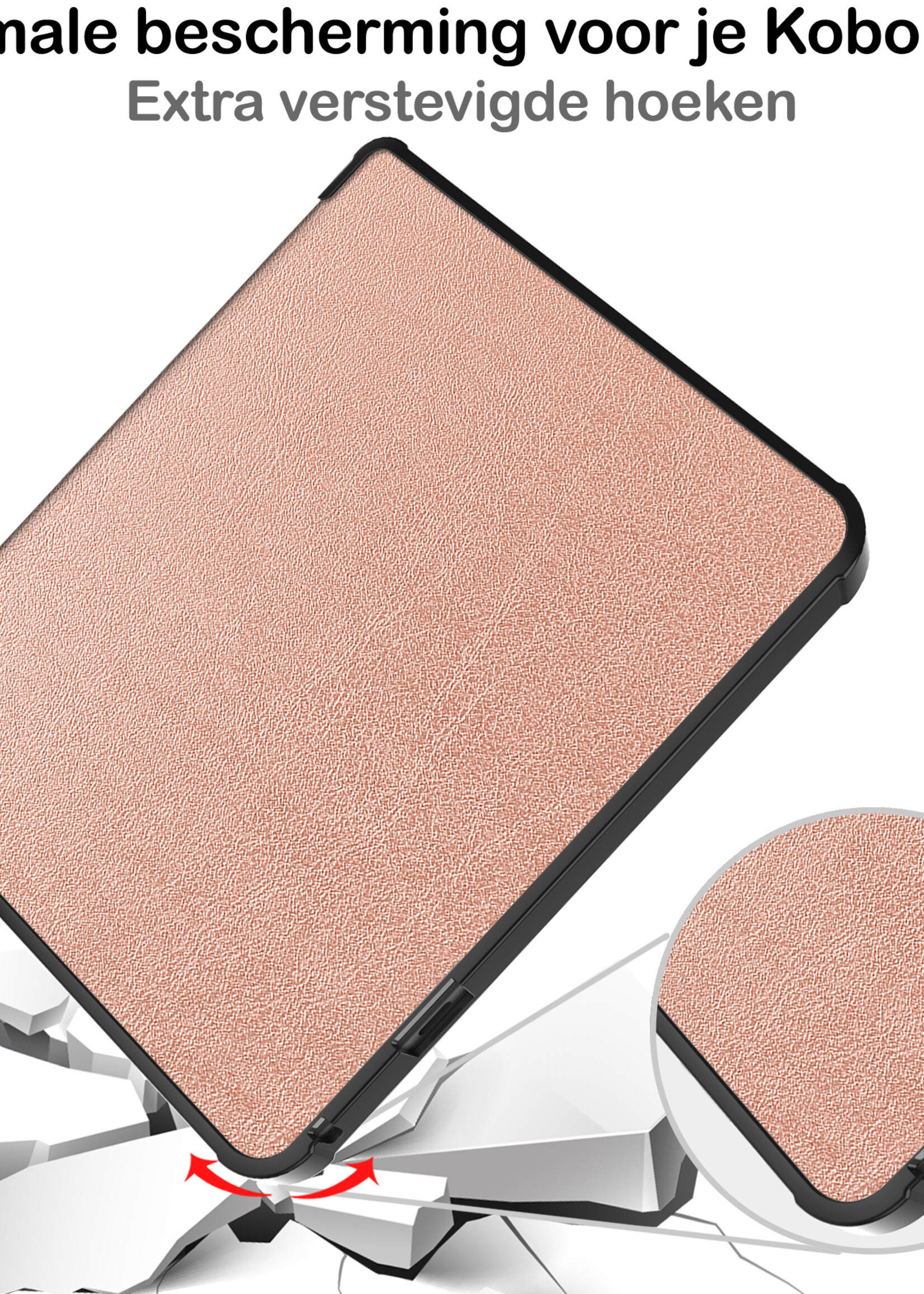 BTH Hoesje Geschikt voor Kobo Sage Hoesje Luxe Bescherm Case Met Screenprotector - Hoes Geschikt voor Kobo Sage Hoes Book Cover - Rosé Goud