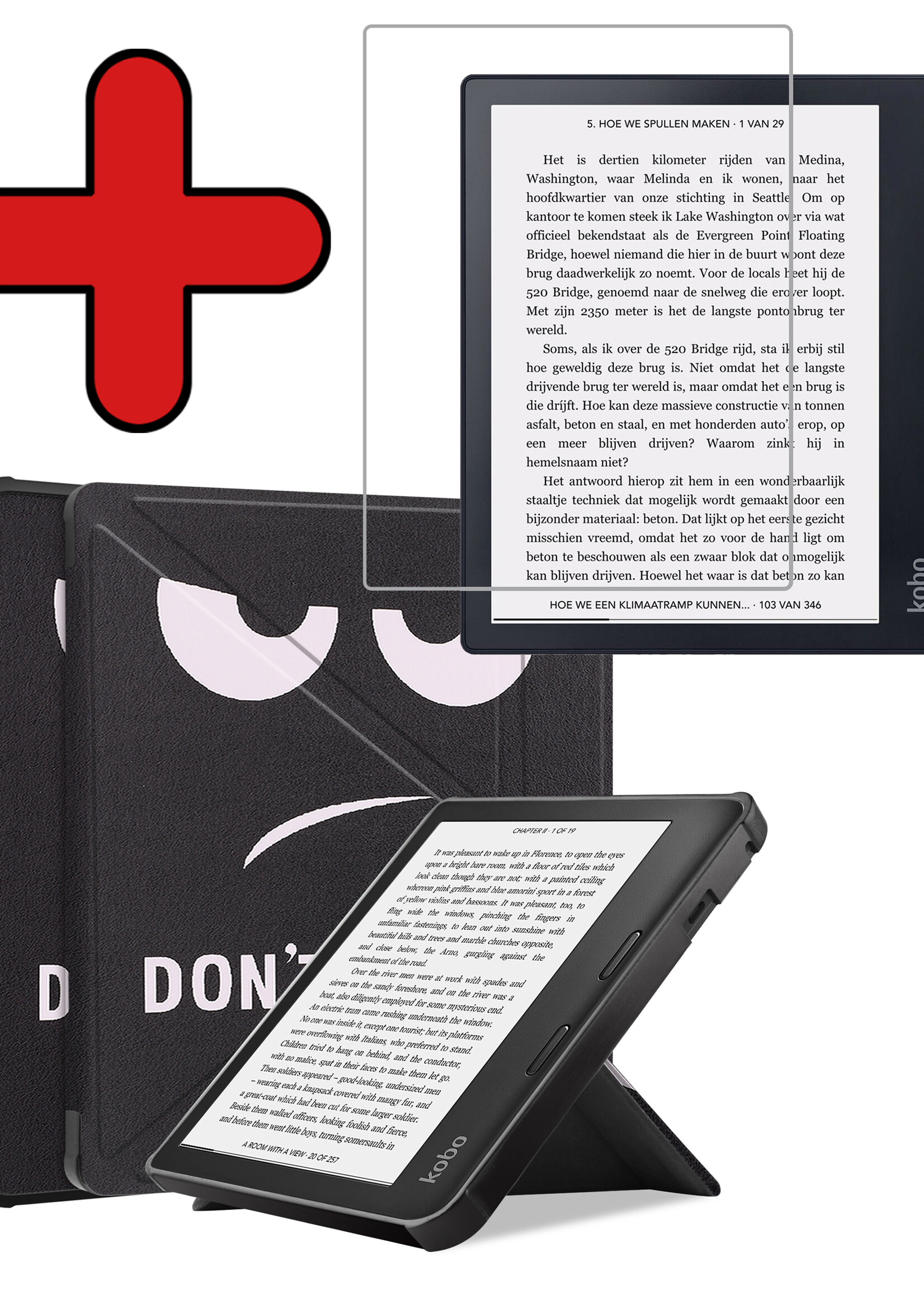 BTH Hoesje Geschikt voor Kobo Sage Hoesje Luxe Bescherm Case Met Screenprotector - Hoes Geschikt voor Kobo Sage Hoes Book Cover - Don't Touch Me