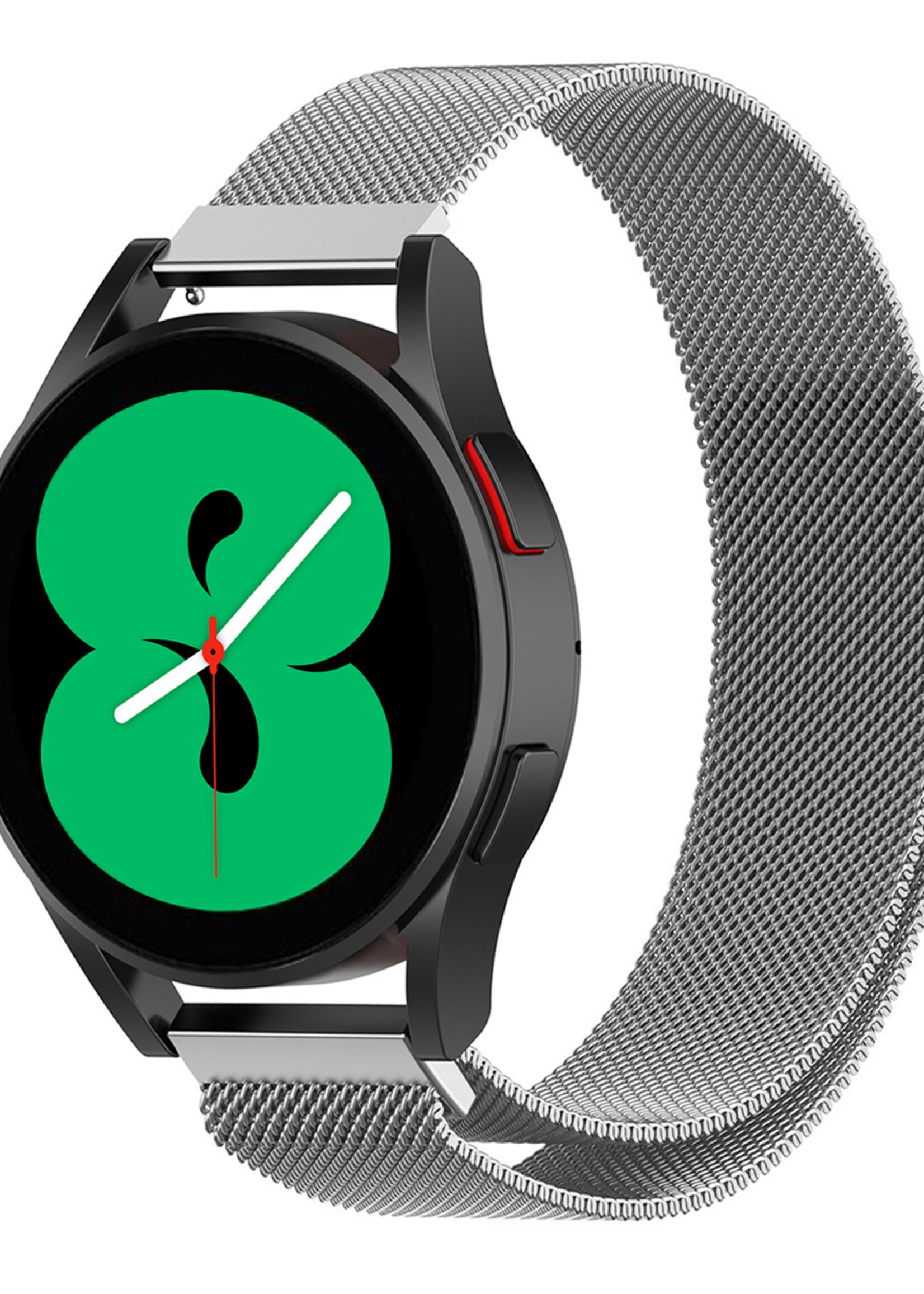 BTH Milanese Horlogeband Geschikt voor Samsung Watch 4 Bandje Milanees - Polsbandje Met Magneetsluiting Geschikt voor Samsung Galaxy Watch 4 Bandje Milanees - Zilver
