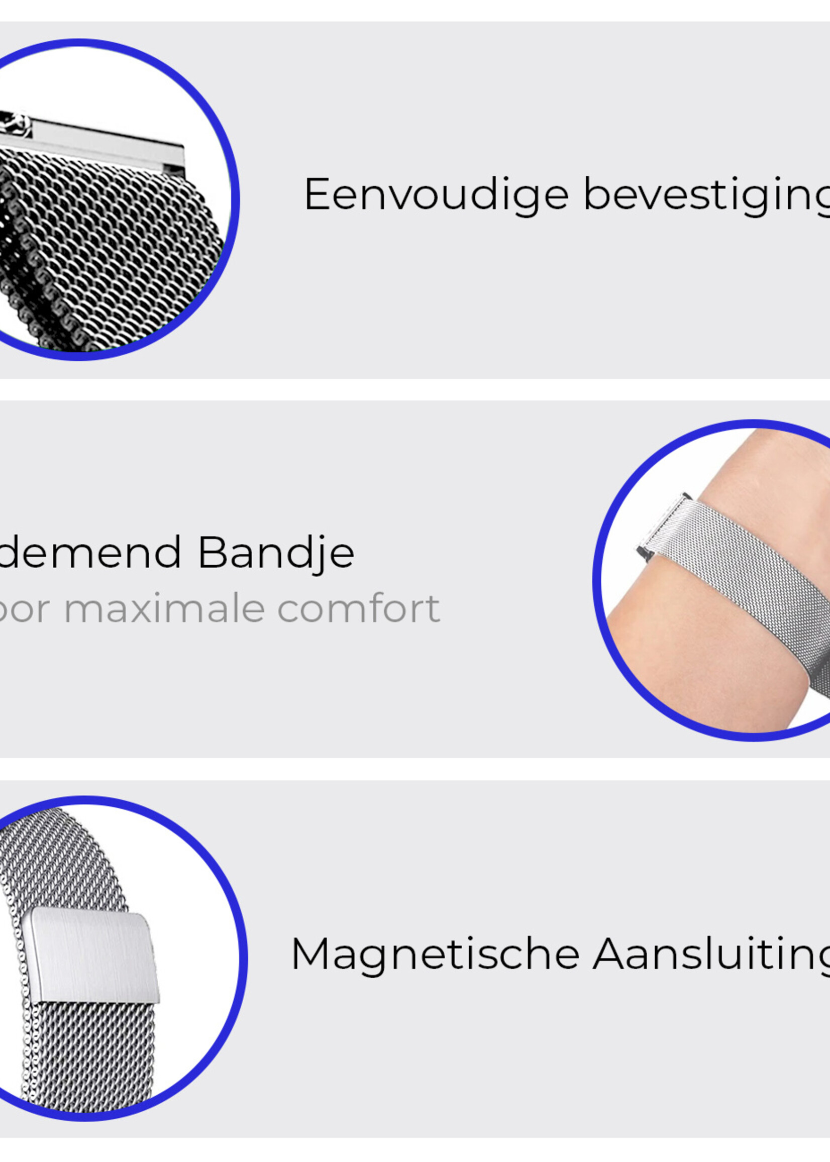 BTH Milanese Horlogeband Geschikt voor Samsung Watch 4 Bandje Milanees - Polsbandje Met Magneetsluiting Geschikt voor Samsung Galaxy Watch 4 Bandje Milanees - Zilver
