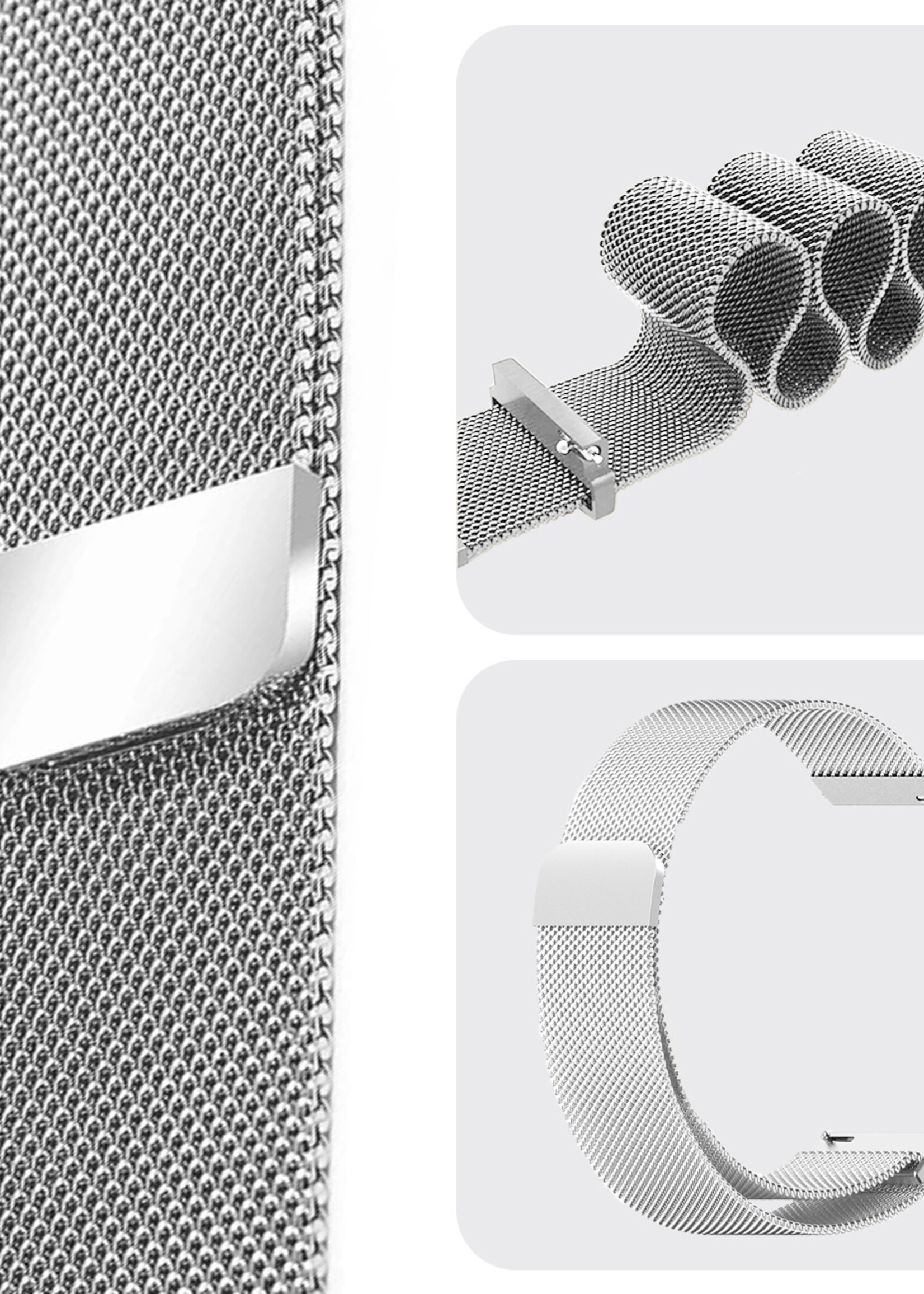 BTH Milanese Horlogeband Geschikt voor Samsung Watch 4 Bandje Milanees - Polsbandje Met Magneetsluiting Geschikt voor Samsung Galaxy Watch 4 Bandje Milanees - Zilver