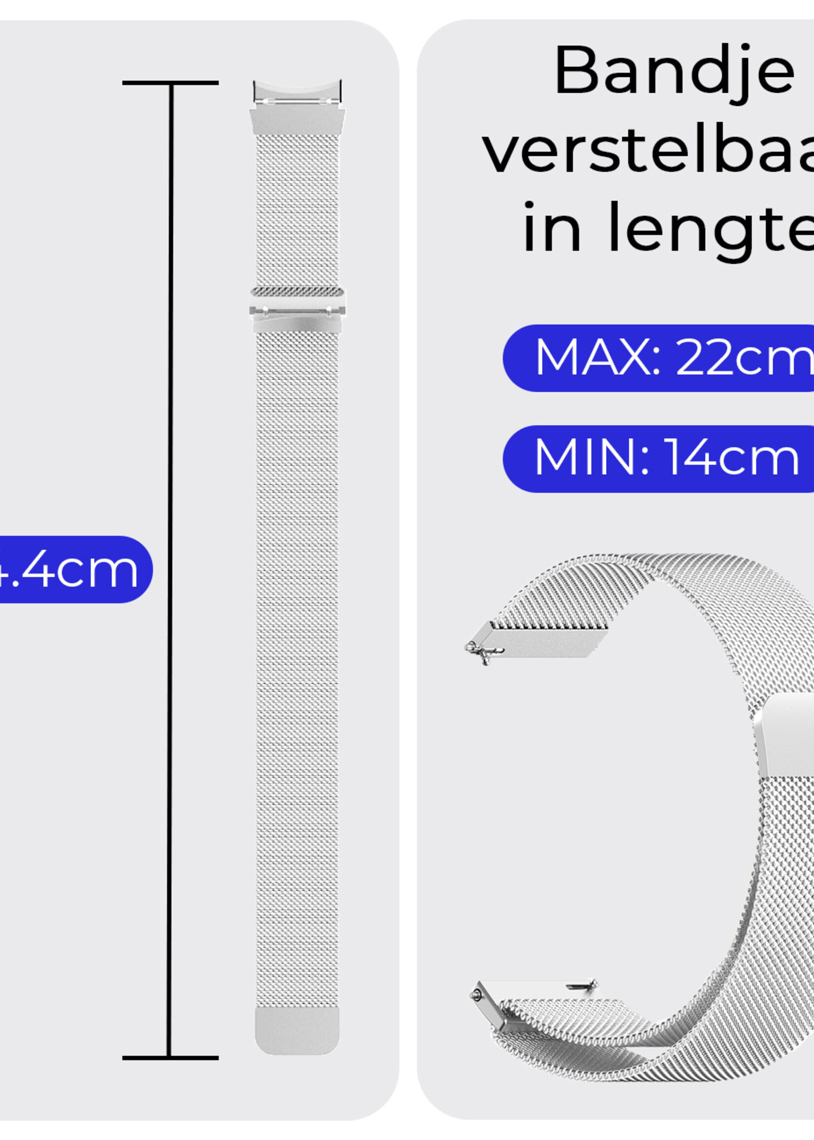 BTH Milanese Horlogeband Geschikt voor Samsung Watch 4 Bandje Milanees - Polsbandje Met Magneetsluiting Geschikt voor Samsung Galaxy Watch 4 Bandje Milanees - Zilver