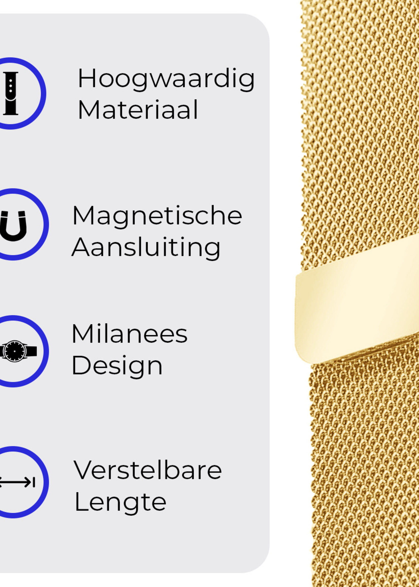 BTH Milanese Horlogeband Geschikt voor Samsung Watch 5 Bandje Milanees - Polsbandje Met Magneetsluiting Geschikt voor Samsung Galaxy Watch 5 Bandje Milanees - Goud