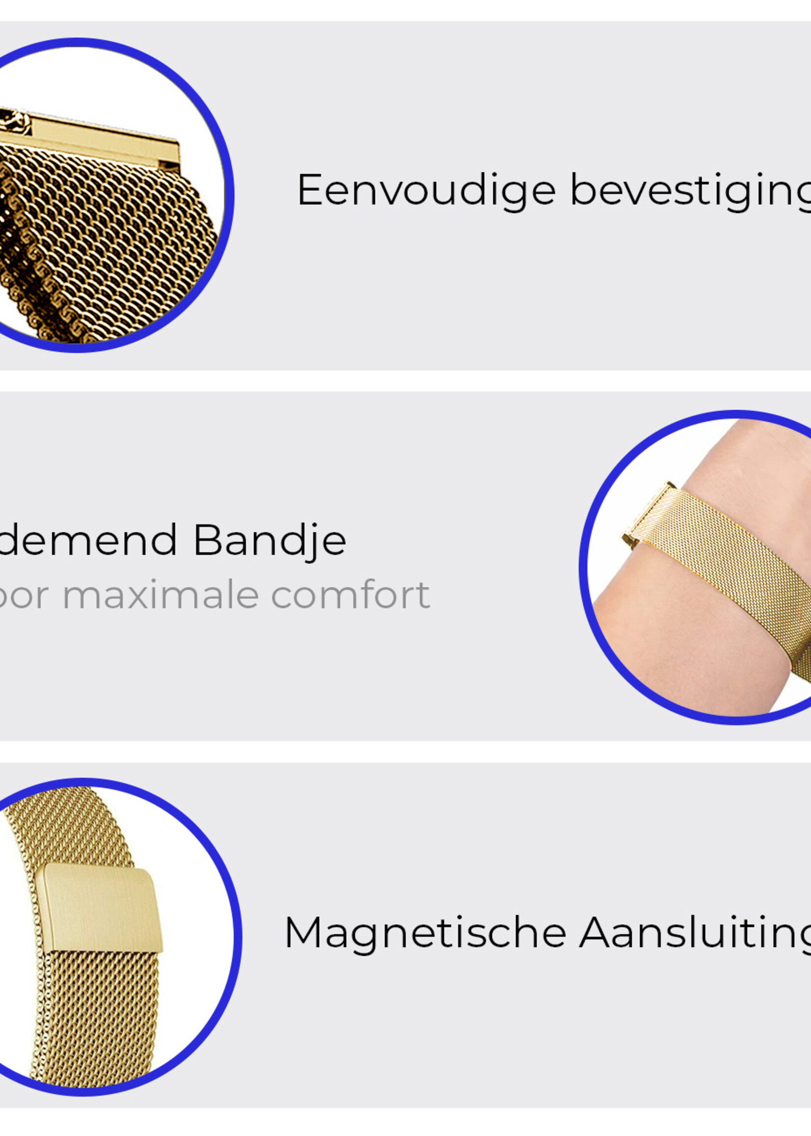BTH Milanese Horlogeband Geschikt voor Samsung Watch 5 Bandje Milanees - Polsbandje Met Magneetsluiting Geschikt voor Samsung Galaxy Watch 5 Bandje Milanees - Goud