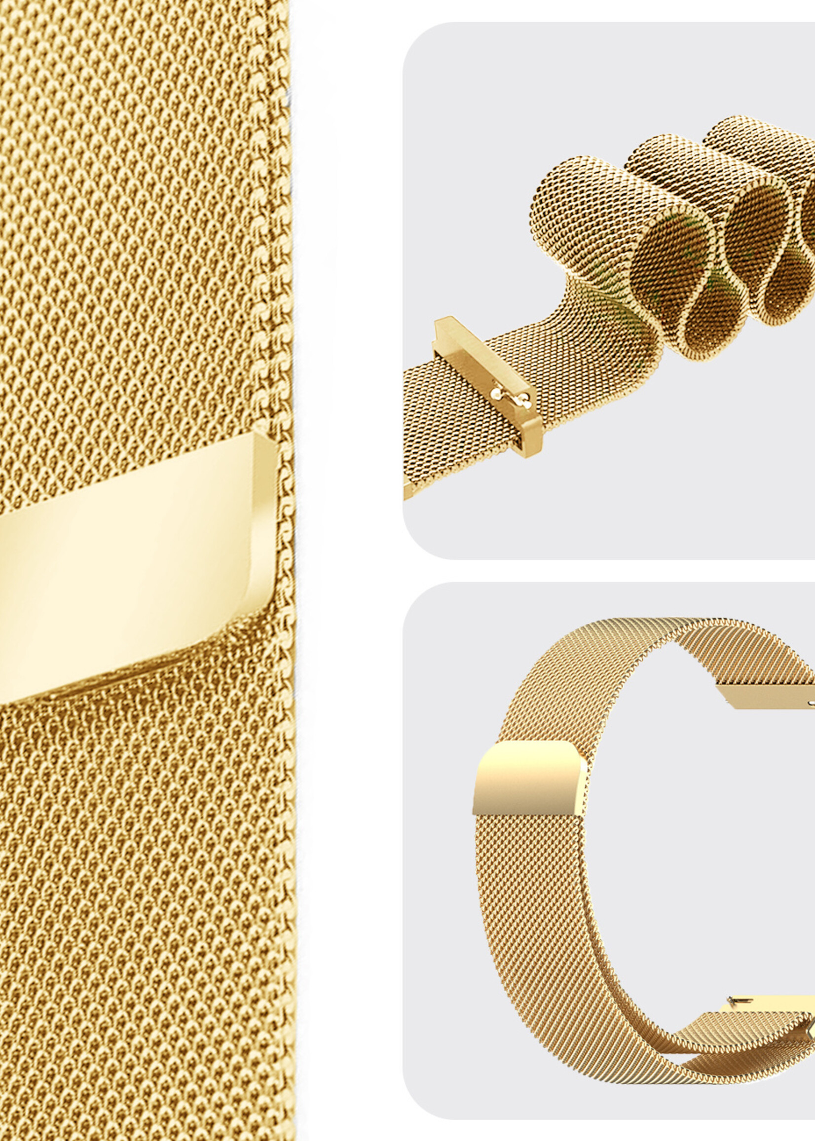 BTH Milanese Horlogeband Geschikt voor Samsung Watch 5 Bandje Milanees - Polsbandje Met Magneetsluiting Geschikt voor Samsung Galaxy Watch 5 Bandje Milanees - Goud